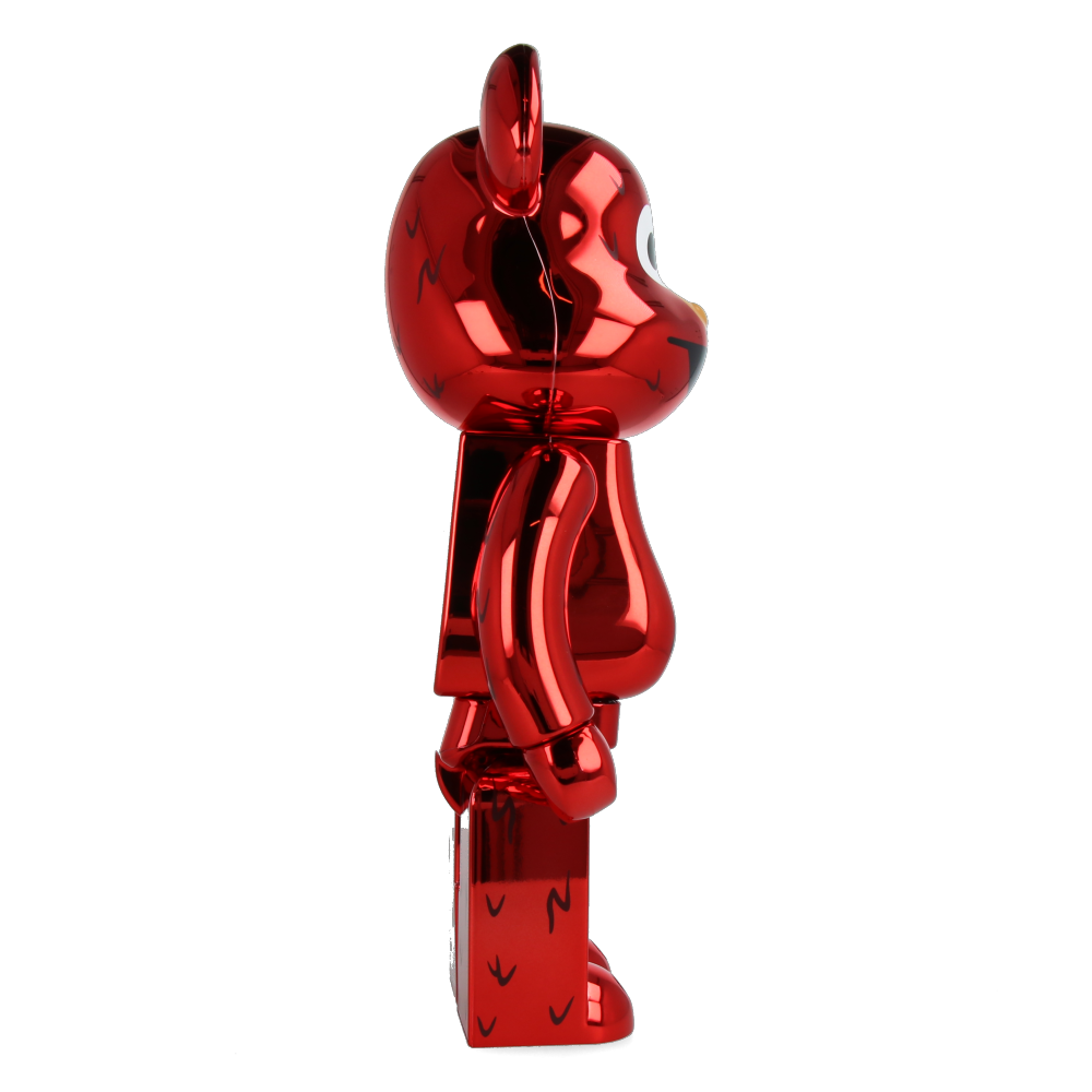 400% + 100% Bearbrick Elmo Chrome Version Collectible Toy Figure - Perfect for Display, Gifts, and Anime Collections