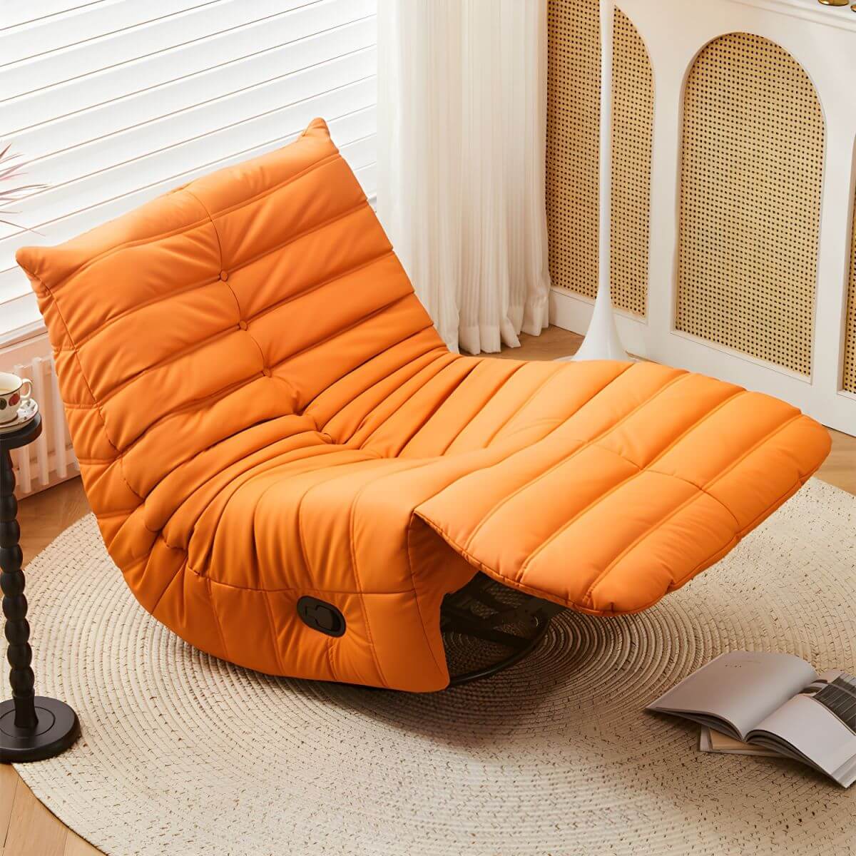 Premium Modern Ergonomic Recliner Chair with Locking Backrest, Power Reclining & Smooth Swivel Rocker - Perfect for Living Room, Home Theater & Office Relaxation