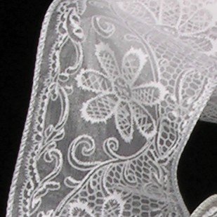 Shimmering White Sheer Lace Wired Craft Ribbon 2.5