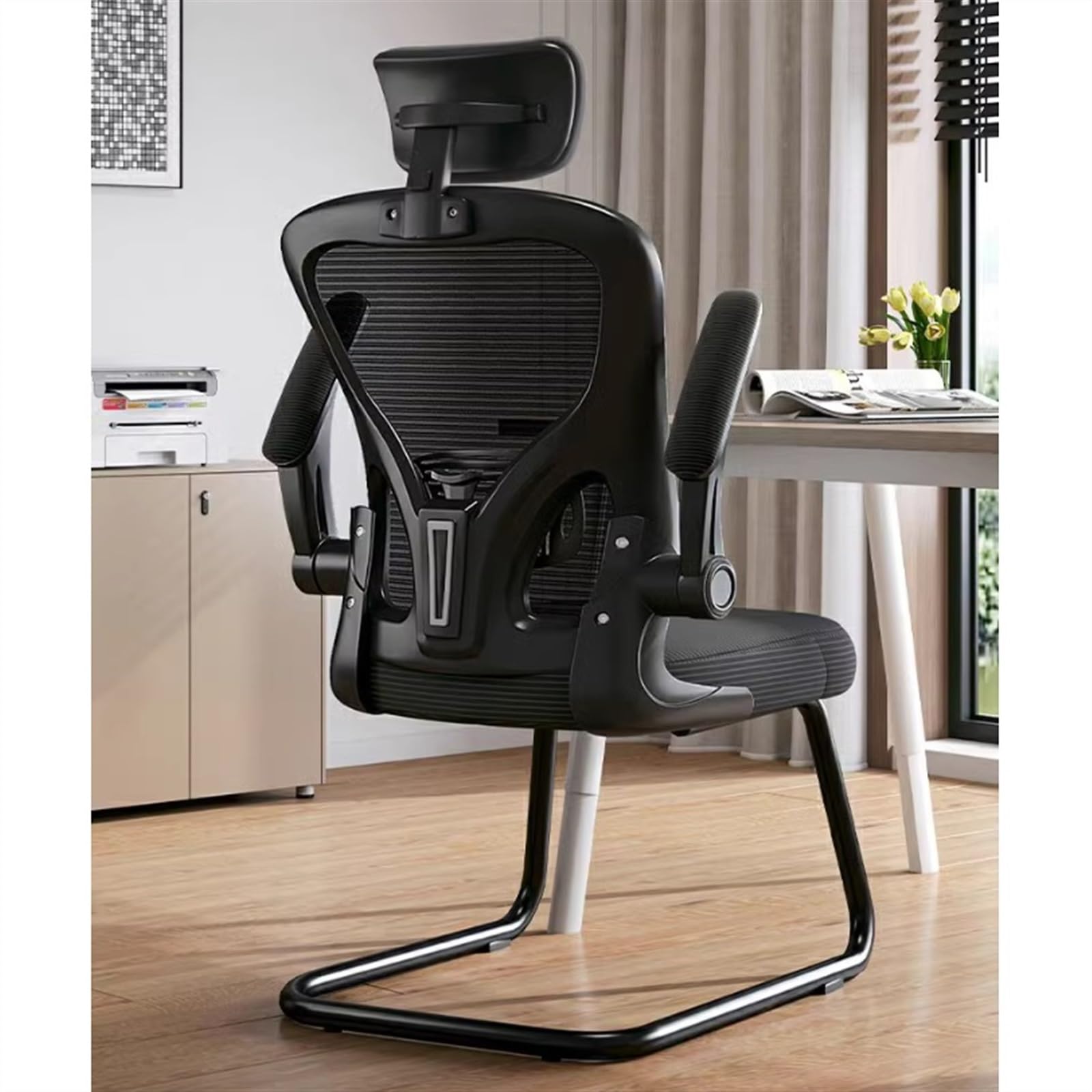 Ergonomic Mesh Office Chair with Adjustable Headrest & Lumbar Support - High Back Breathable Desk Chair with Adjustable Armrests for Home & Office Workspace - Perfect for Long Hours Sitting (White)