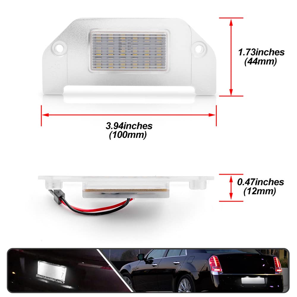 2Pcs LED License Plate Lights for Chrysler 300 2005-2014 - High Power SMD Xenon White LED Bulbs, Error Free, Easy Installation - Perfect for Night Driving & Enhanced Vehicle Appearance