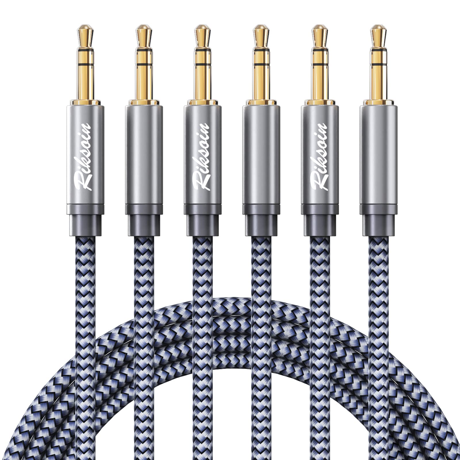 Premium 3.5mm Male to Male Aux Cable 3 Pack (2ft+4ft+10ft) - Shielded Hi-Fi Audio Cord with Nylon Braiding for Car, Home Stereo, Headphones, Speakers, Echo & MP3 Players | Durable & Tangle-Free for Commuting, Gaming & Home Entertainment
