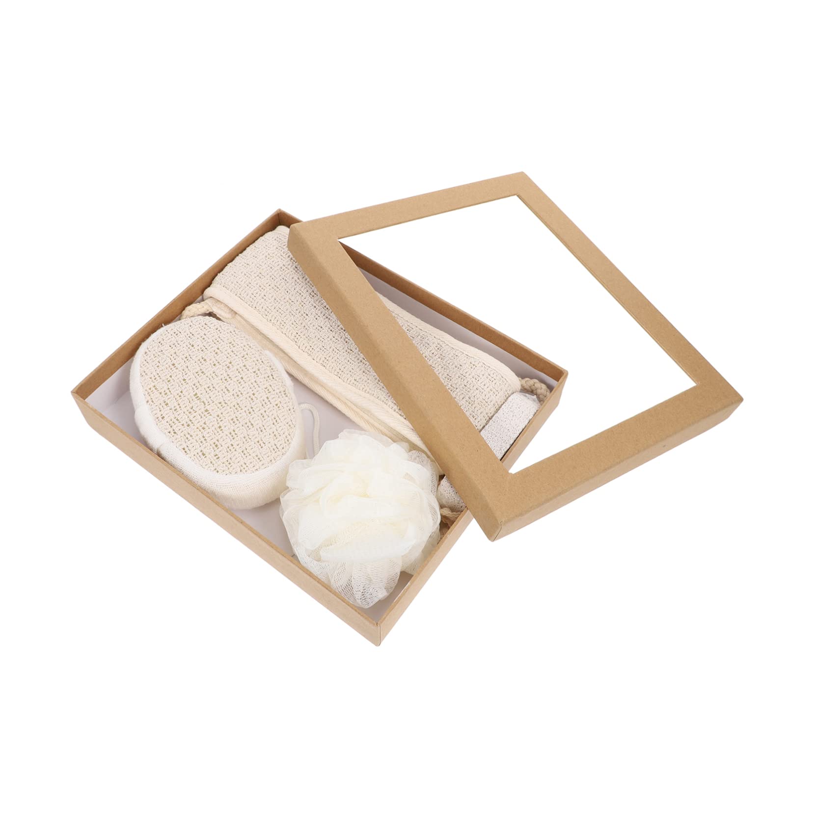 Healeved 4-Piece Bath Brush Set - Natural Loofah Sponge, Back Scrubber, Foot Exfoliator & Body Scrubber for Deep Cleansing - Perfect for Shower, Bath & Spa Relaxation at Home