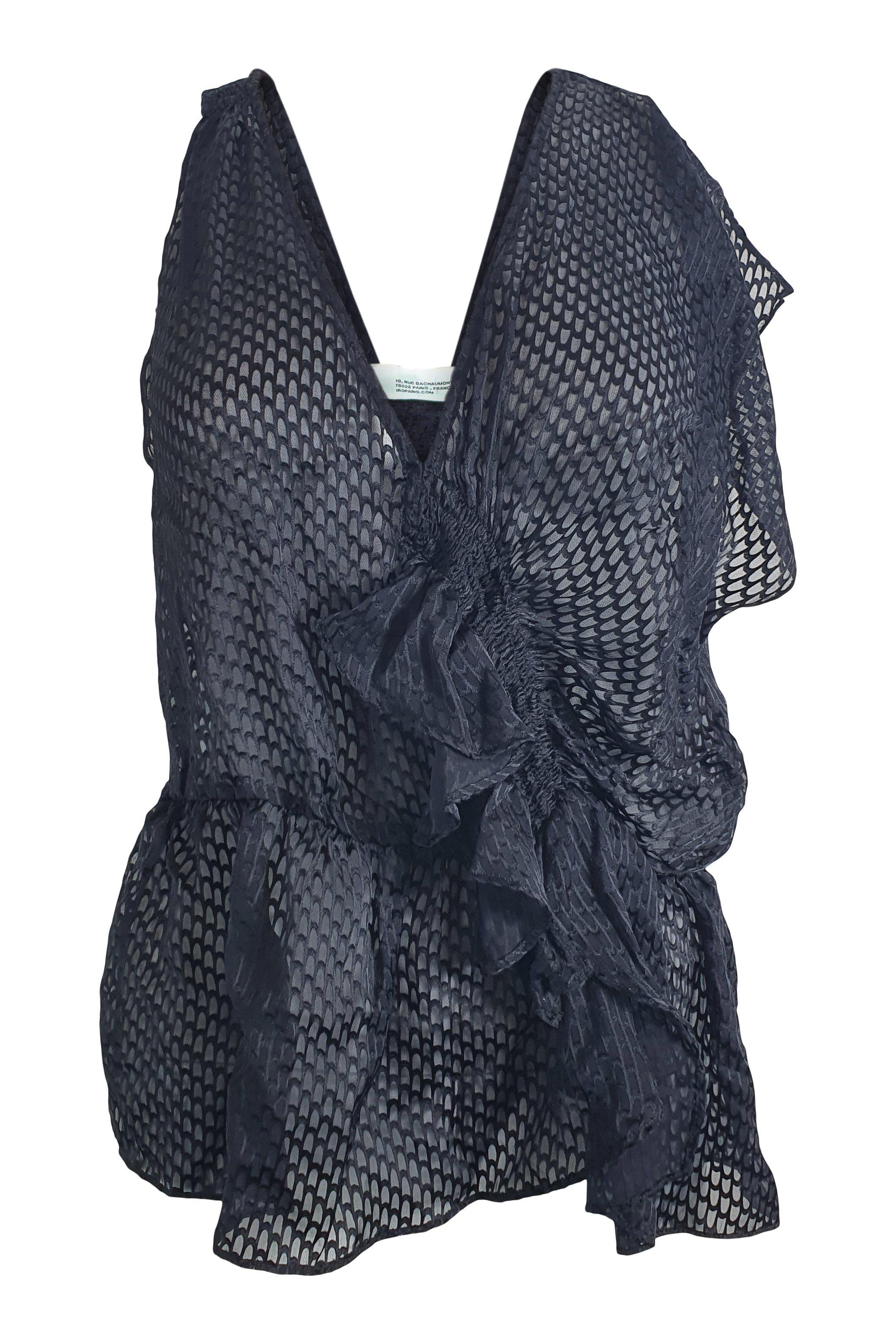 IRO Ilen Black Silk Blend Sleeveless Sheer Blouse Women's Size FR 40 - Perfect for Evening Parties, Date Nights & Office Wear