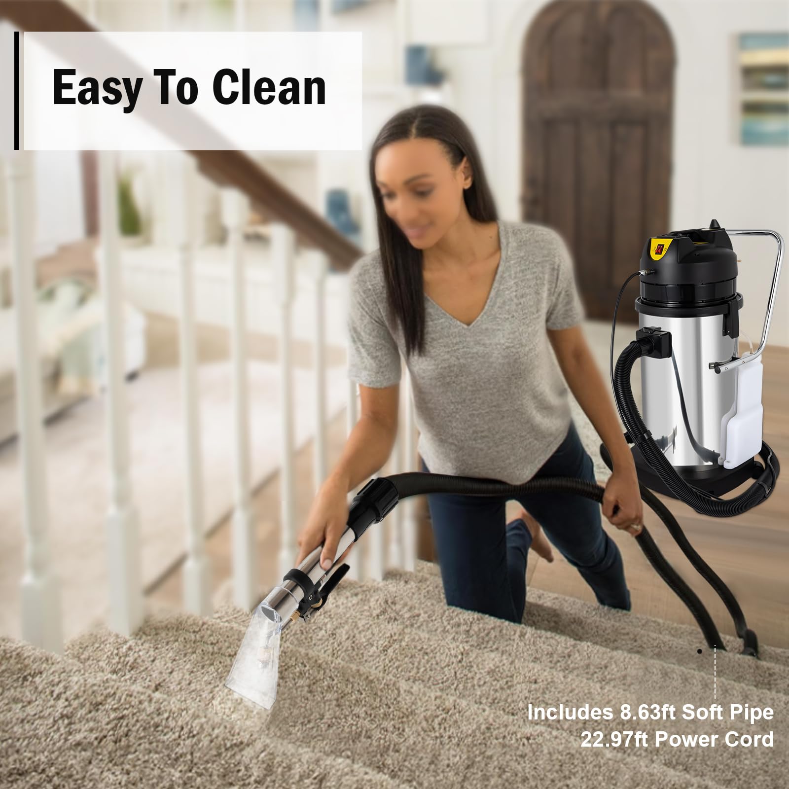 Professional 1000W 110V 3-in-1 Commercial Carpet Cleaning Machine - 40L/11Gal Portable Carpet Extractor with Sprayer, Brush & Vacuum (2-Pack) - Perfect for Hotels, Offices & Deep Cleaning Carpets