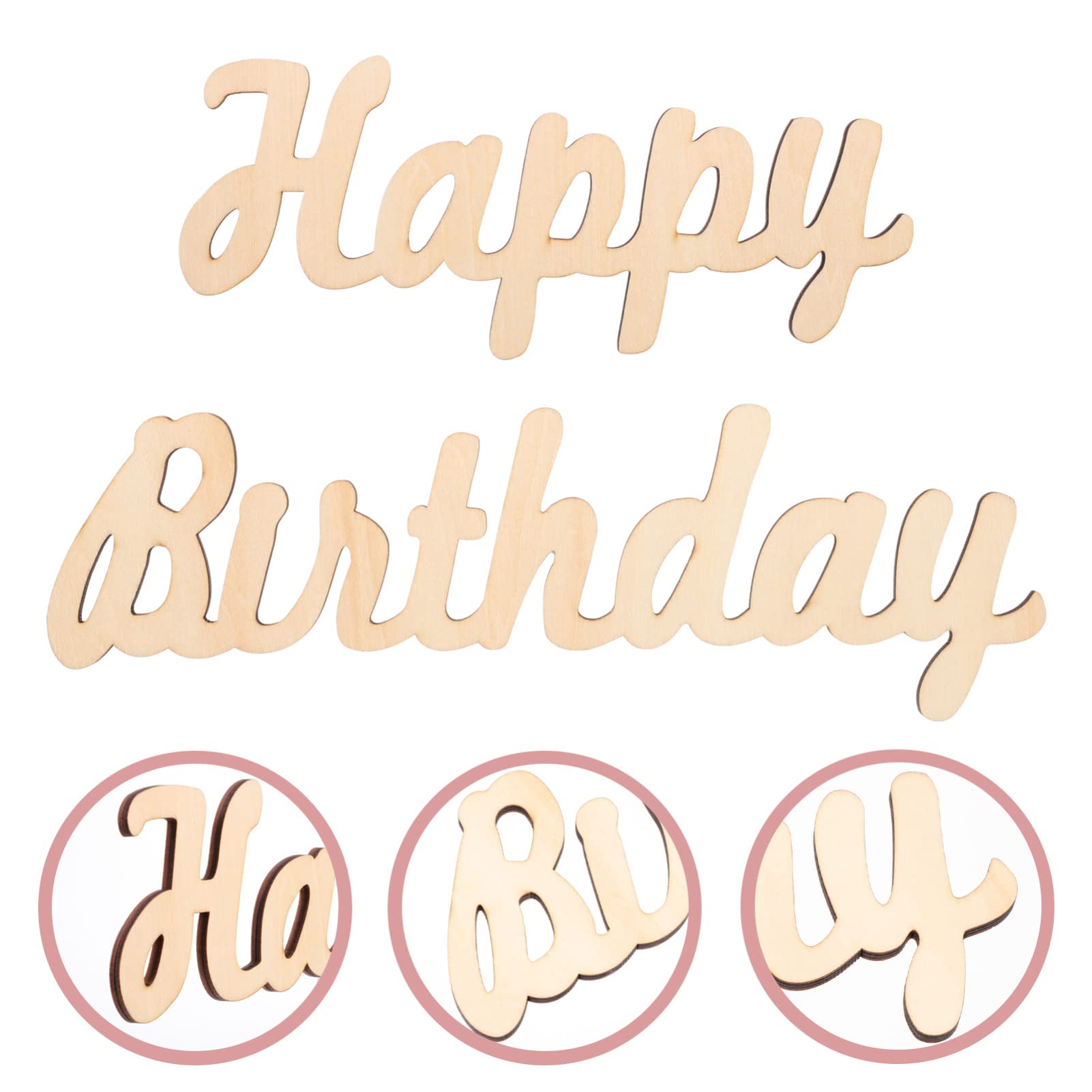 Wooden Happy Birthday Wall Decals - DIY Birthday Party Decorations, Window & Wall Stickers for Home, Office, Baby Shower & Wedding Decor