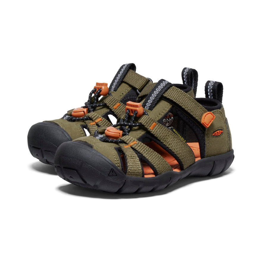 Little Kids' Seacamp II CNX Water Shoes - Dark Olive/Gold Flame - Comfortable & Lightweight for Beach, Pool & Outdoor Play