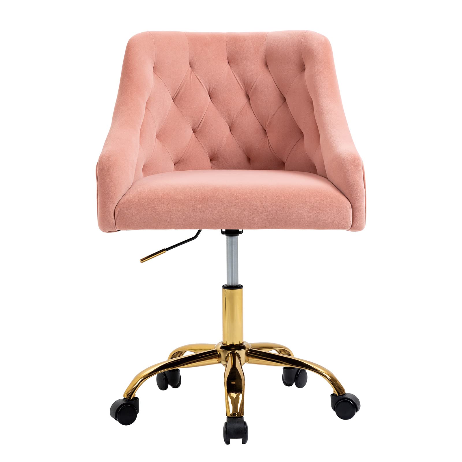 Premium Velvet Office Chair - 360° Swivel Adjustable Desk Chair with Arms, Modern Upholstered Task Chair for Home Office, Living Room & Bedroom (Pink) | Ergonomic Comfort for Work, Study & Relaxation