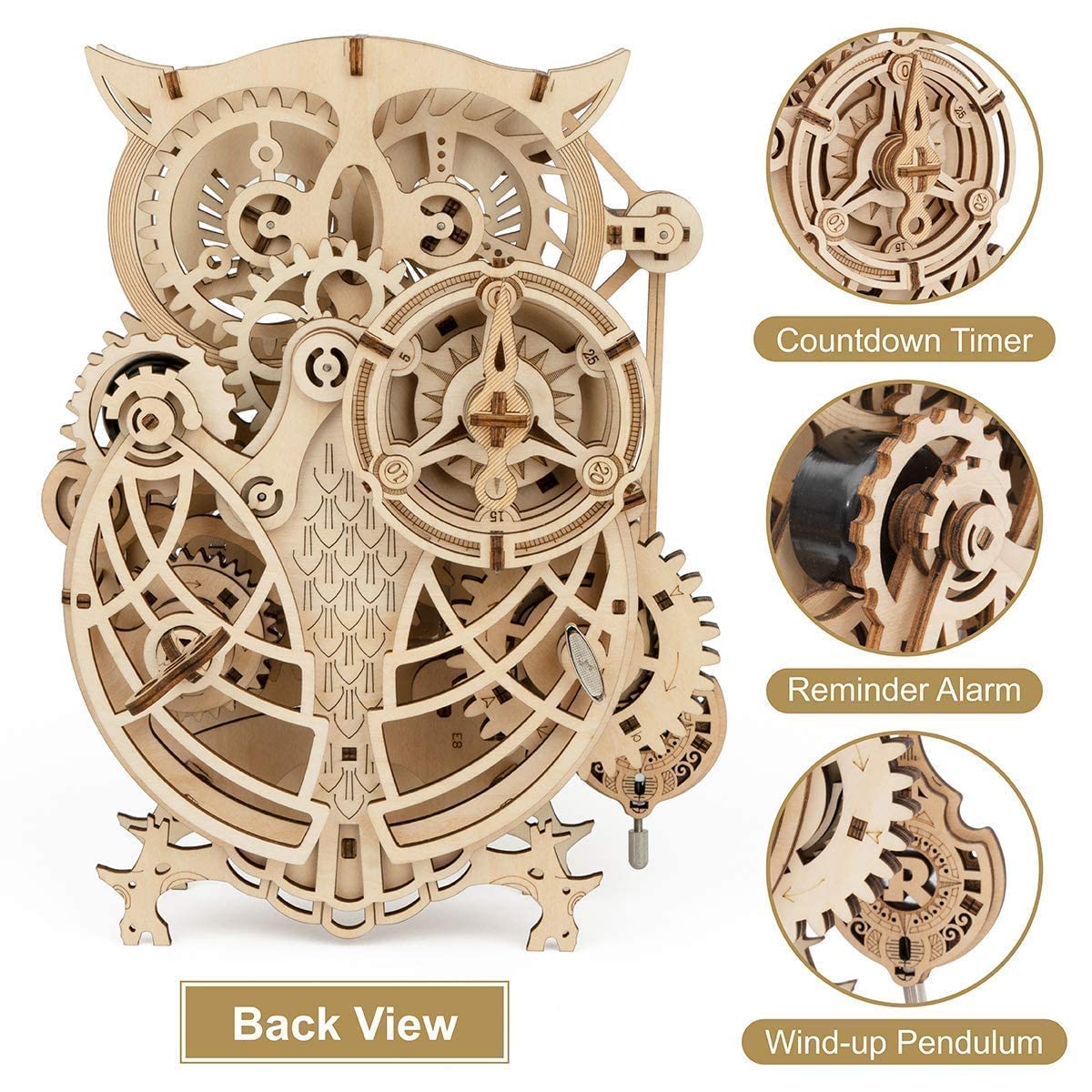 ROKR 3D Wooden Puzzles for Adults - Owl Clock & Film Projector Bundle, DIY Craft Kit, Unique Gift for Men Women, Home Office Decor | Perfect for Stress Relief, STEM Learning & Family Bonding Activities