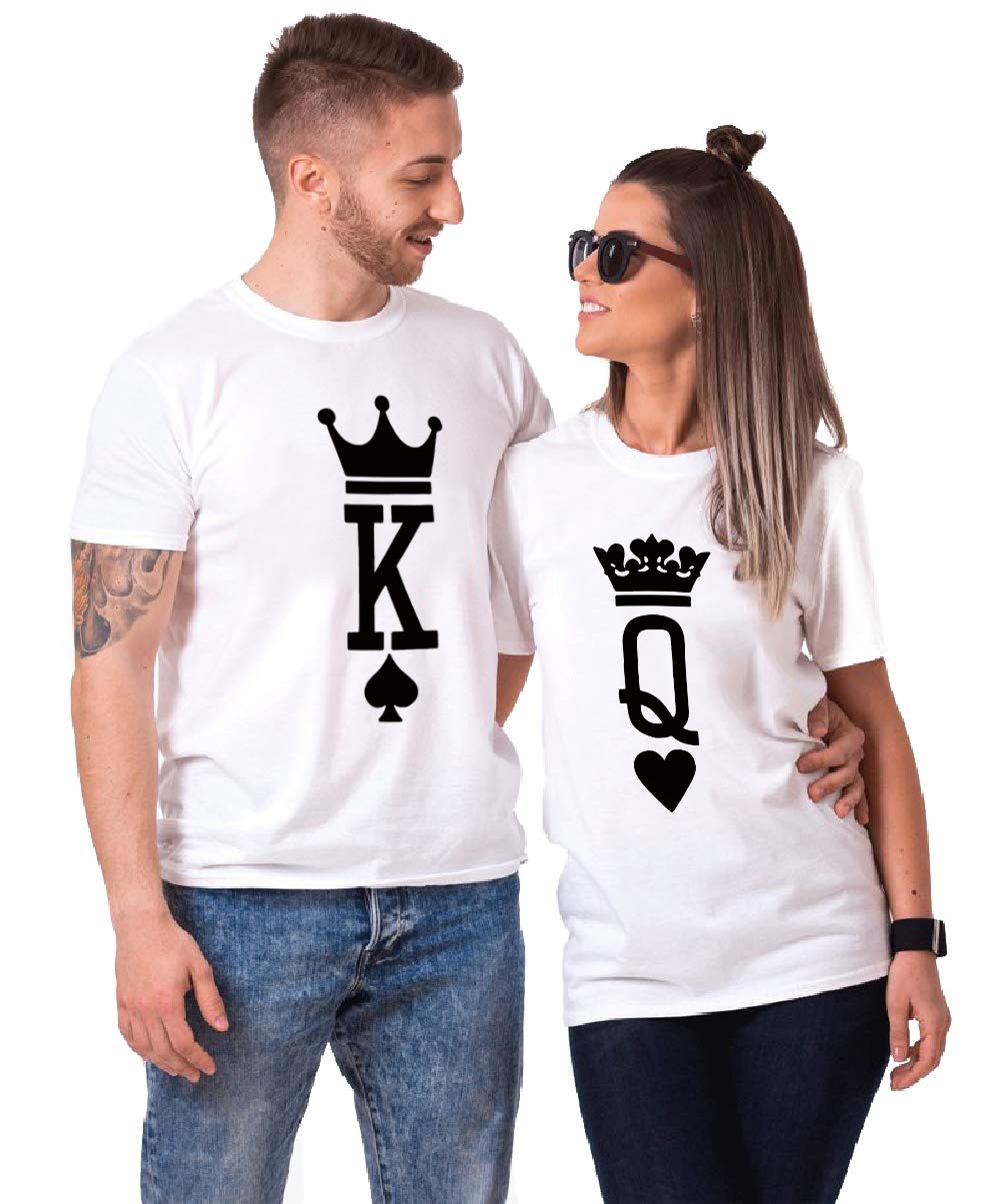 King and Queen Matching Couple T-Shirts - His & Her Valentine's Day Shirts for Couples - Perfect for Anniversaries, Date Nights, and Romantic Gifts