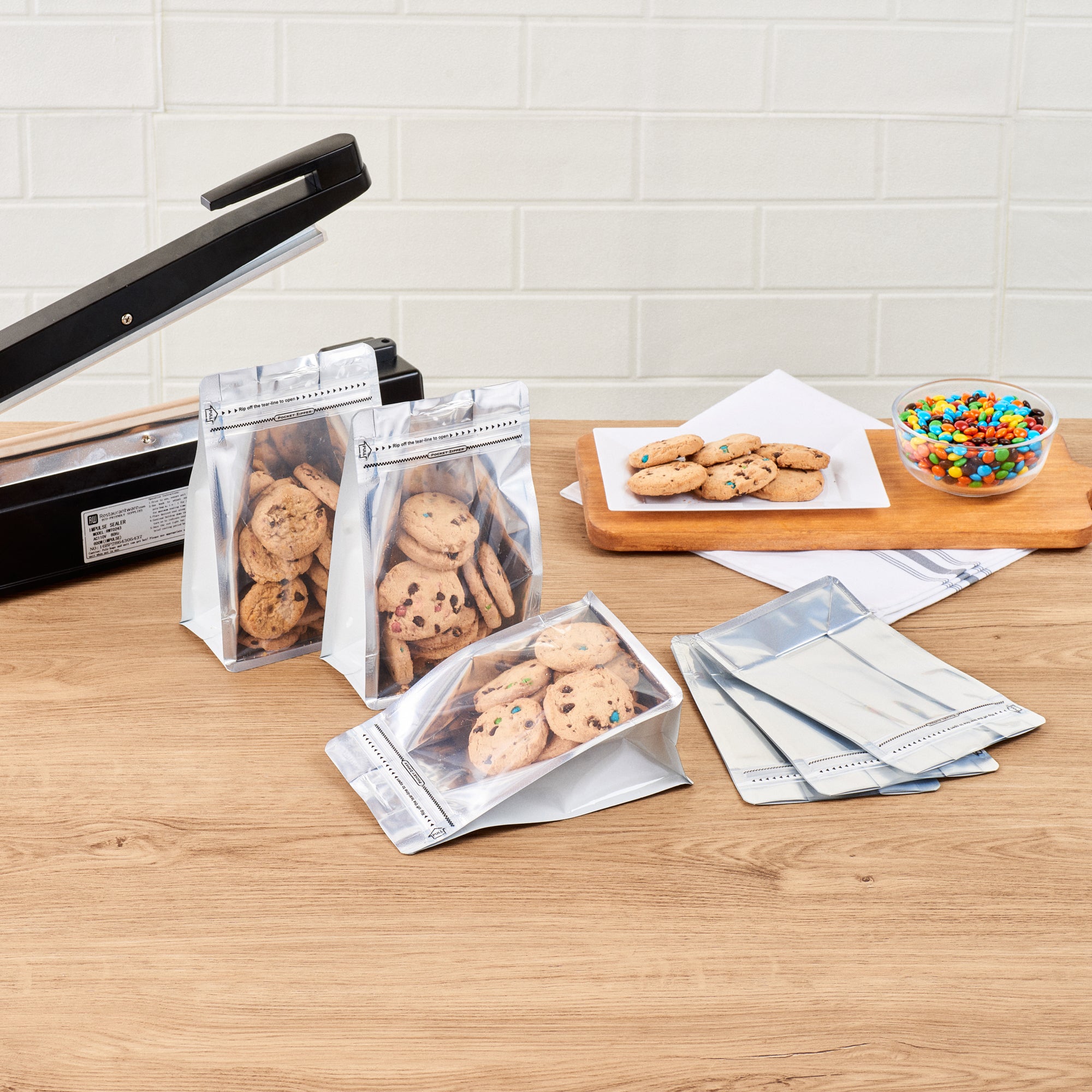 White Plastic Medium Snack Bags with Double Seal & Rip Lock - 8x5x3.25 Inches, Heat Sealable, 100 Count Box - Perfect for Food Storage, Meal Prep, and On-the-Go Snacks