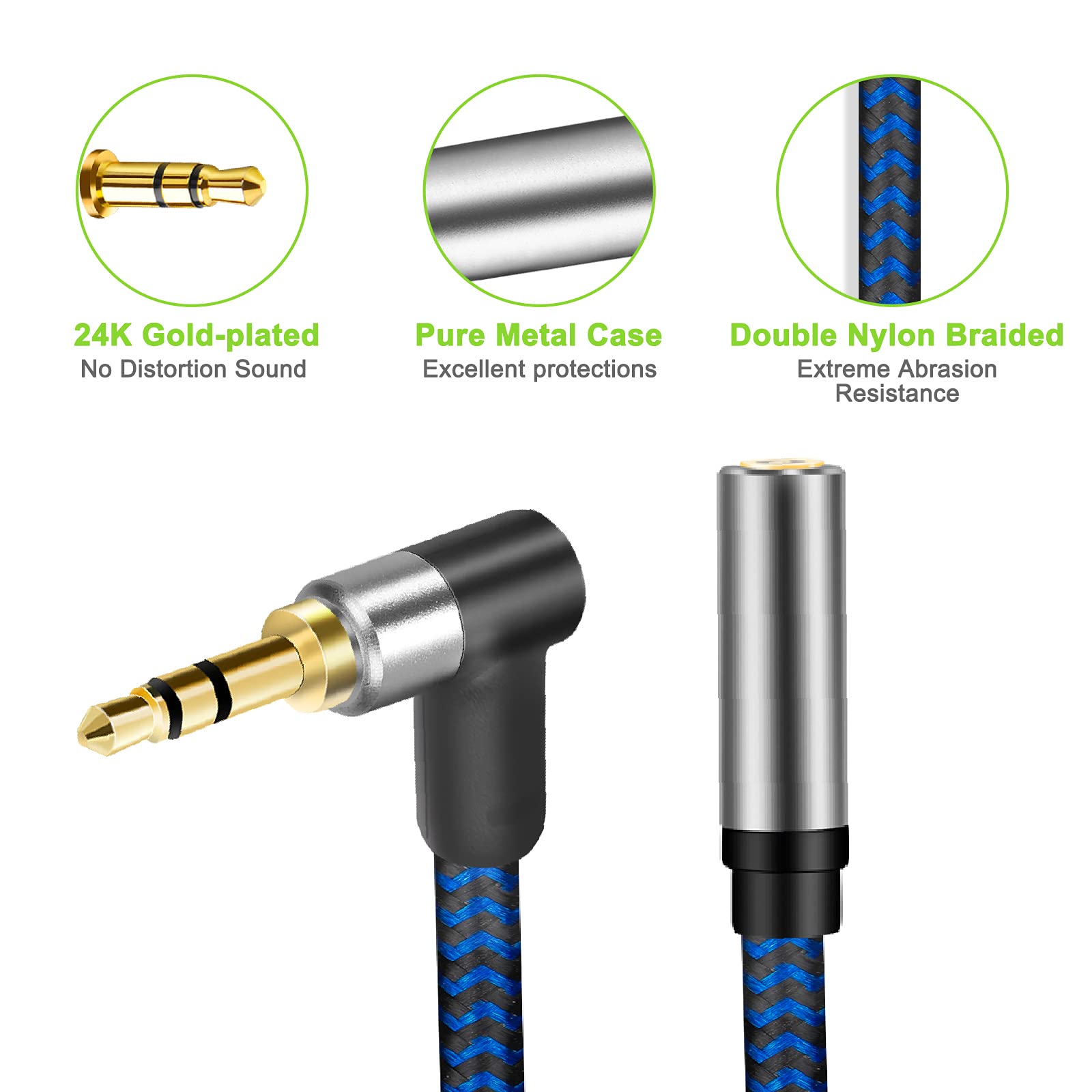 3.5mm Male to Female Stereo Audio Extension Cable 3FT - Cotton-Braided Aux Extension Cord for Headphones, Speakers, Tablets, PCs - Durable Audio Jack Cable for Home, Office & Travel Use