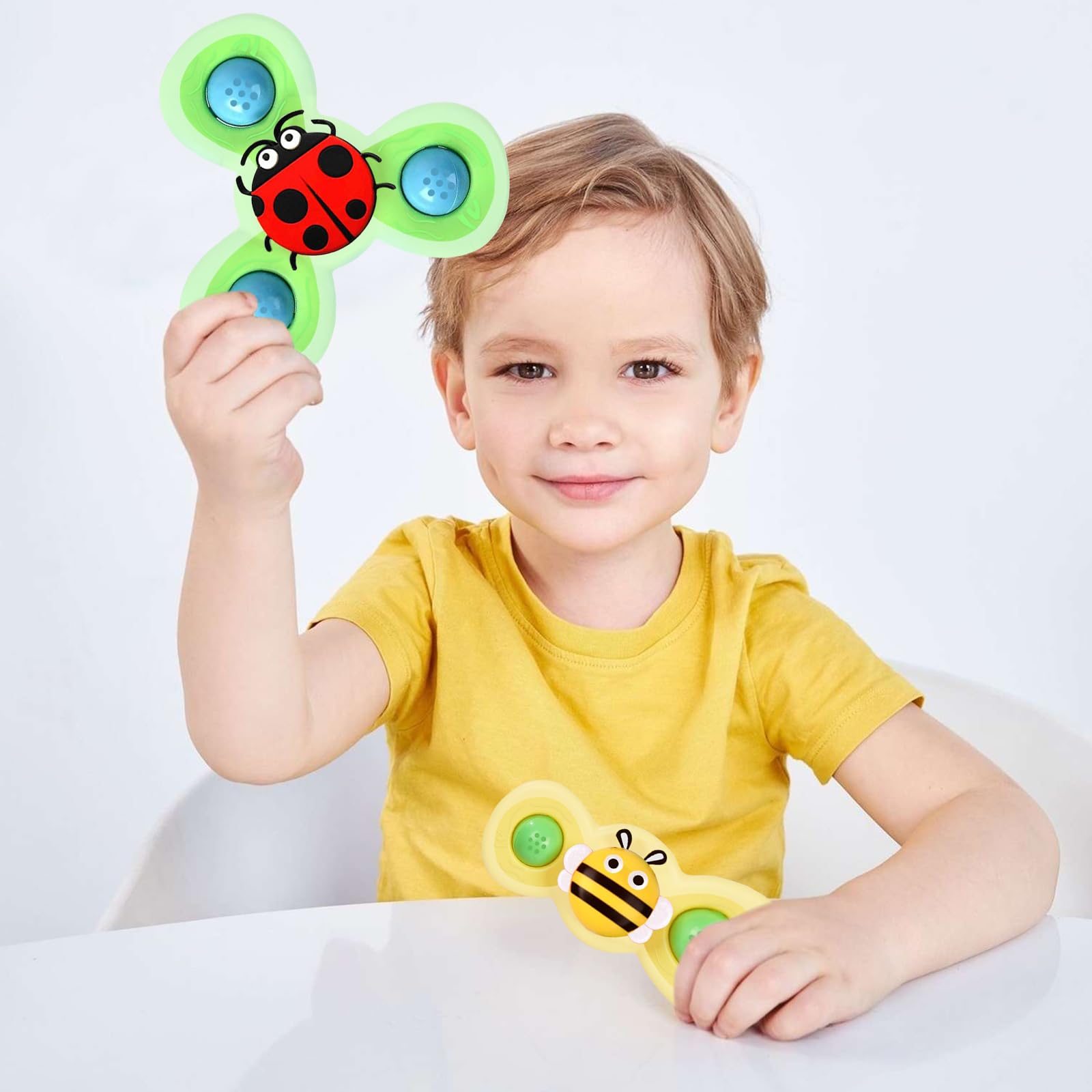 3-Piece Suction Cup Sensory Toy Set for Babies - Cartoon Bath Water Toys, Spinner & Sensory Play for Ages 1-6 | Perfect Baby Shower Gift & Bathtime Fun