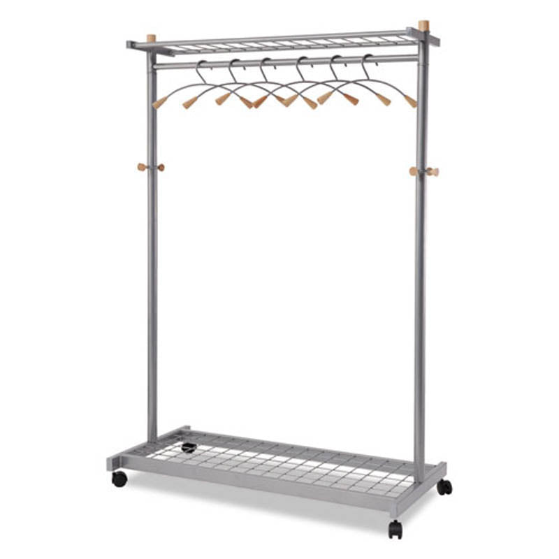 Double Sided Garment Rack with 2 Shelves & 6 Hangers - Heavy Duty Clothes Organizer for Bedroom, Closet, or Laundry Room Storage