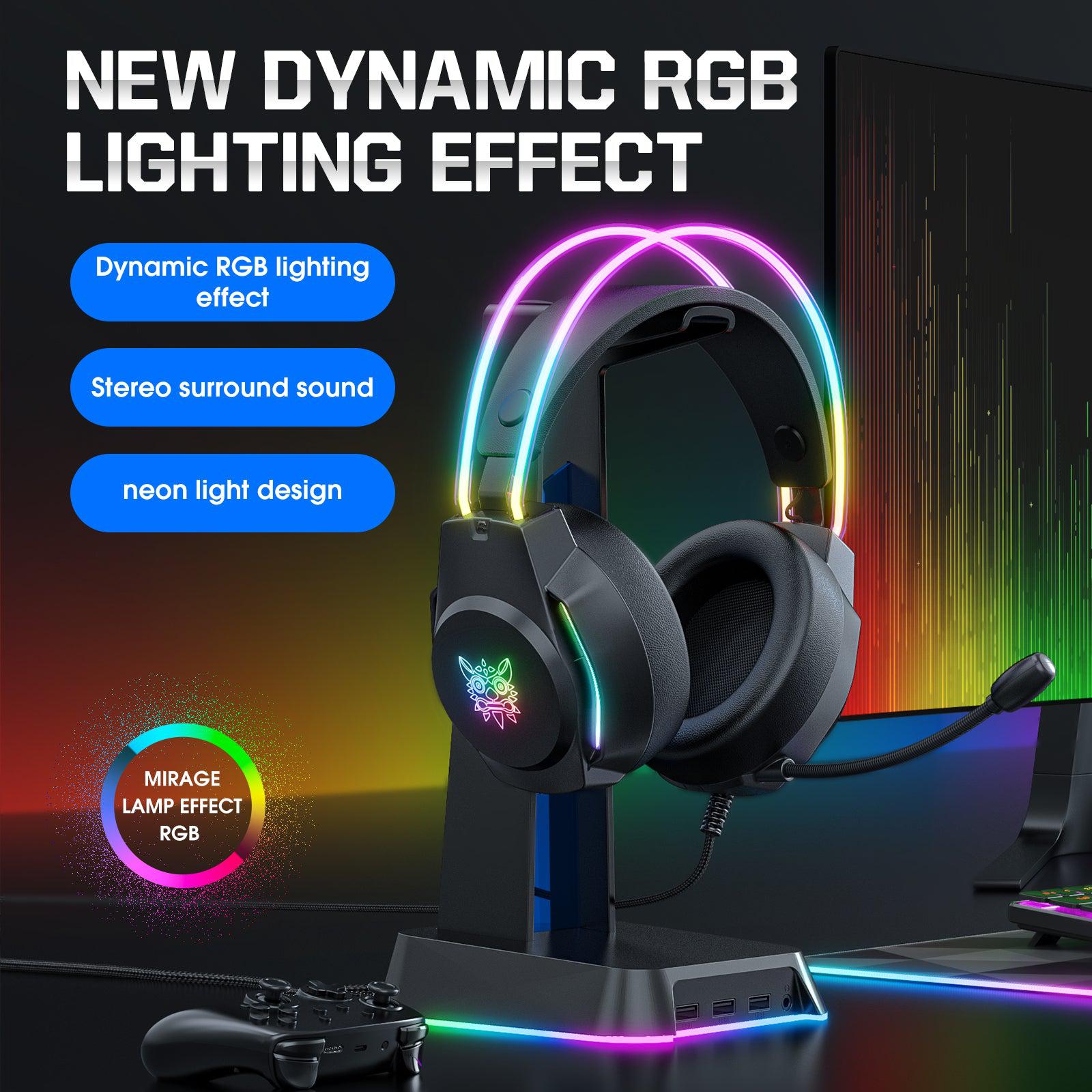 ONIKUMA X26 Gaming Headset with RGB Lights, Noise Cancelling Wired Headphones for PC, PS4, Xbox - Perfect for Competitive Gaming & Late-Night Sessions