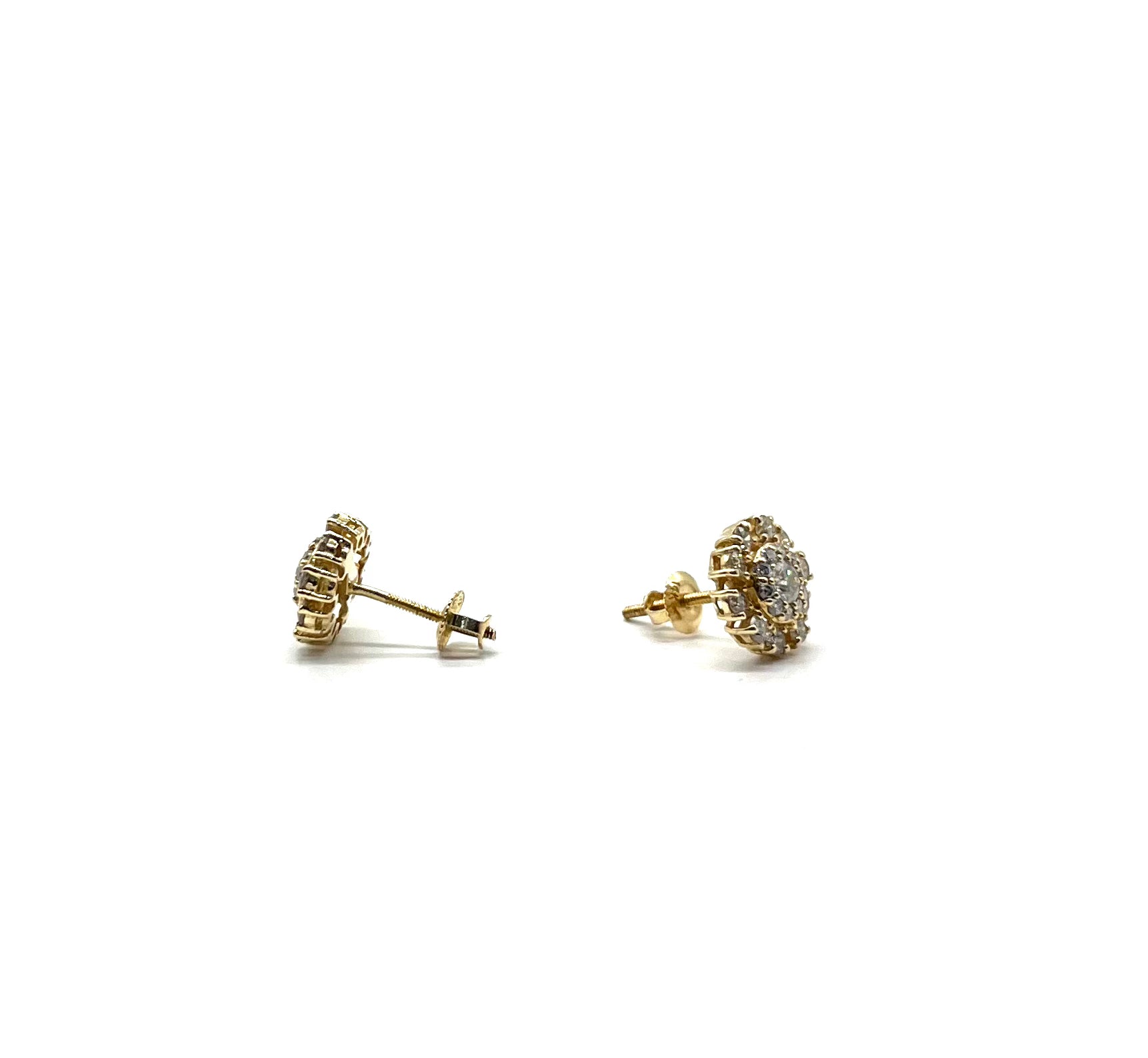 14K Yellow Gold Diamond Cluster Earrings for Women - Elegant Dangle Earrings for Weddings, Parties & Special Occasions