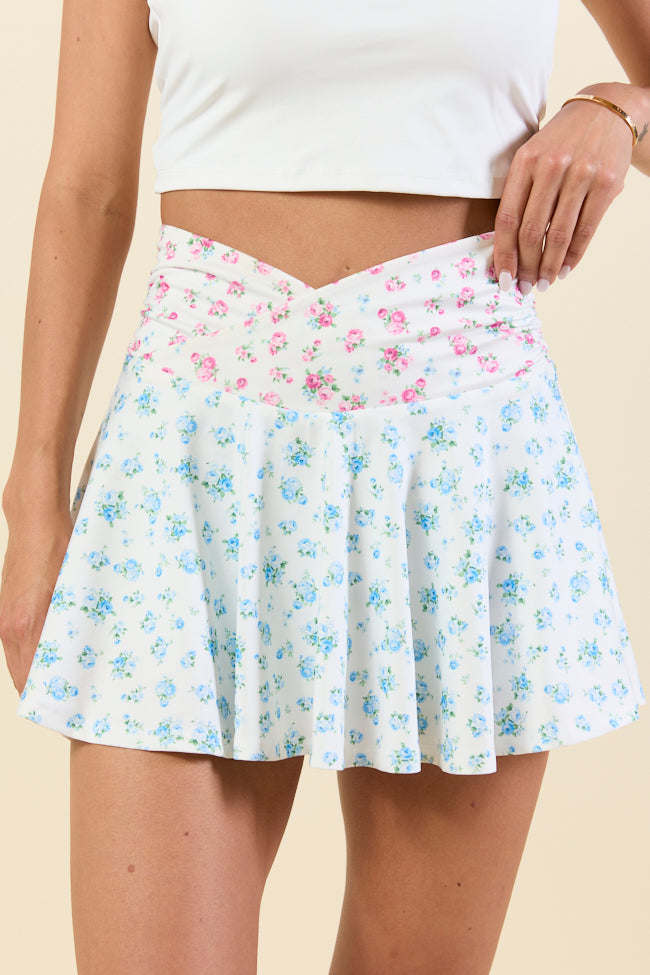 Back At It Mixed Floral Skort - Women's Floral Print Tennis Skirt with Built-in Shorts for Golf, Running & Casual Wear