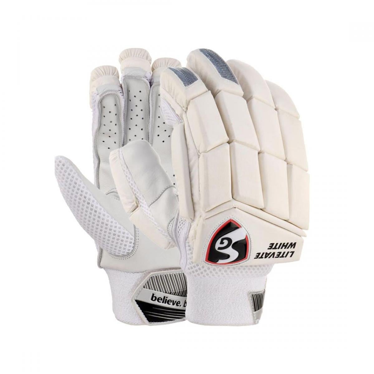 SG Litevate White Cricket Batting Gloves - Professional Grade Cricket Gloves for Men & Women - Perfect for Practice, Training & Matches