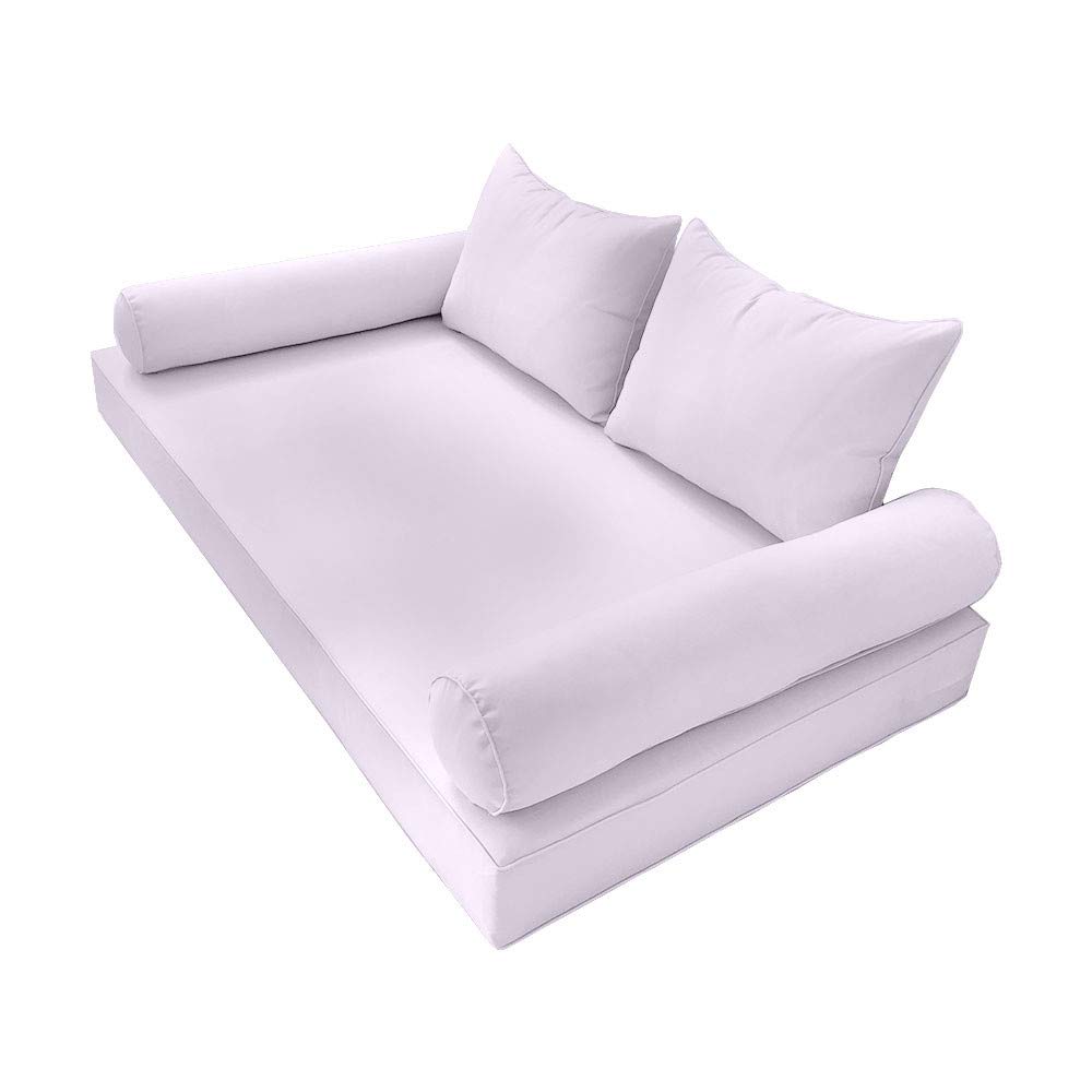Prolinemax Outdoor Style 4 Twin-XL Piped Trim Daybed Mattress Bolster Pillow Fitted Sheet Cover Only - AD107 | Perfect for Patio, Sunroom & Guest Bedroom Decor
