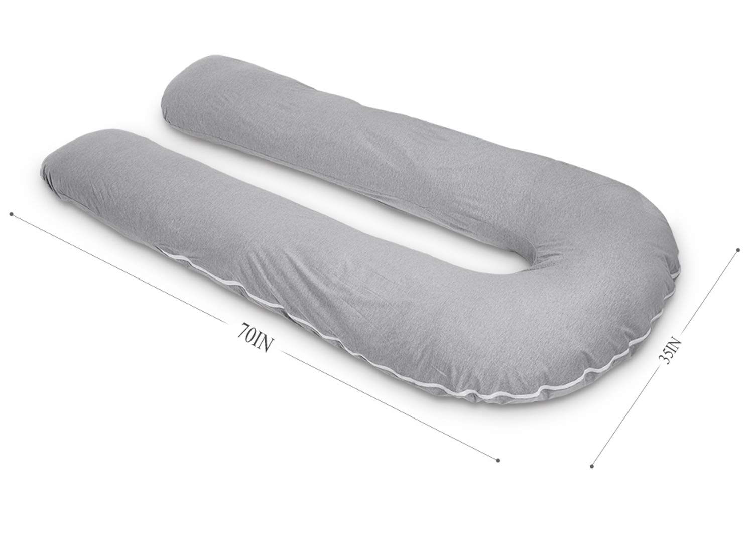 AngQi Full Body Support Pillow with Cooling Jersey Cover - U-Shaped Maternity Pillow for Pregnancy Comfort & Pain Relief - Perfect for Side Sleepers, Back Pain, and Postpartum Recovery
