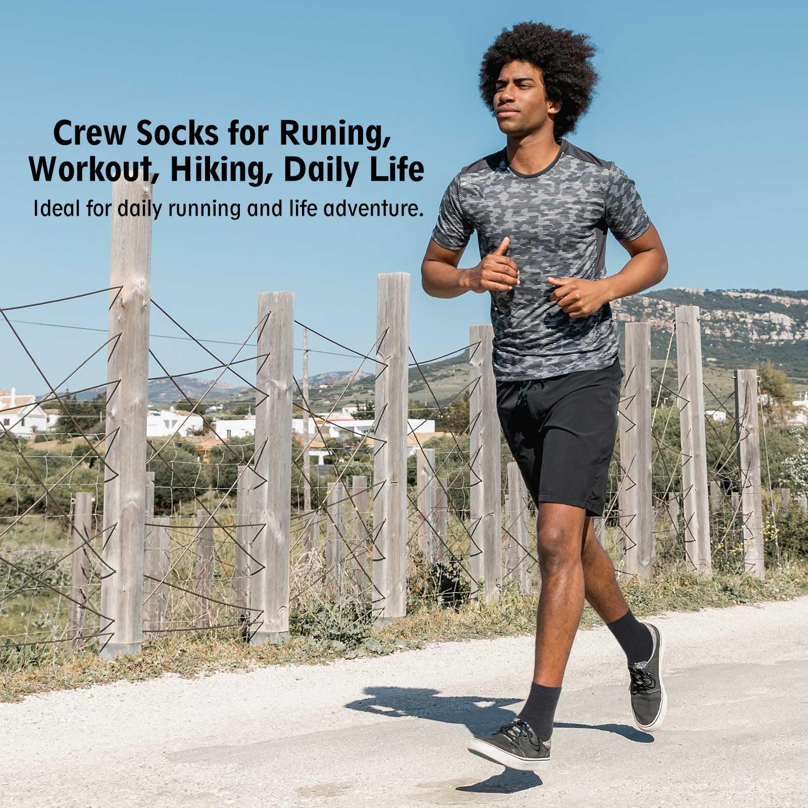 CaiDieNu Men's Toe Socks - 5 Finger Cotton Athletic Running Crew Socks for Hiking, Yoga & Outdoor Activities