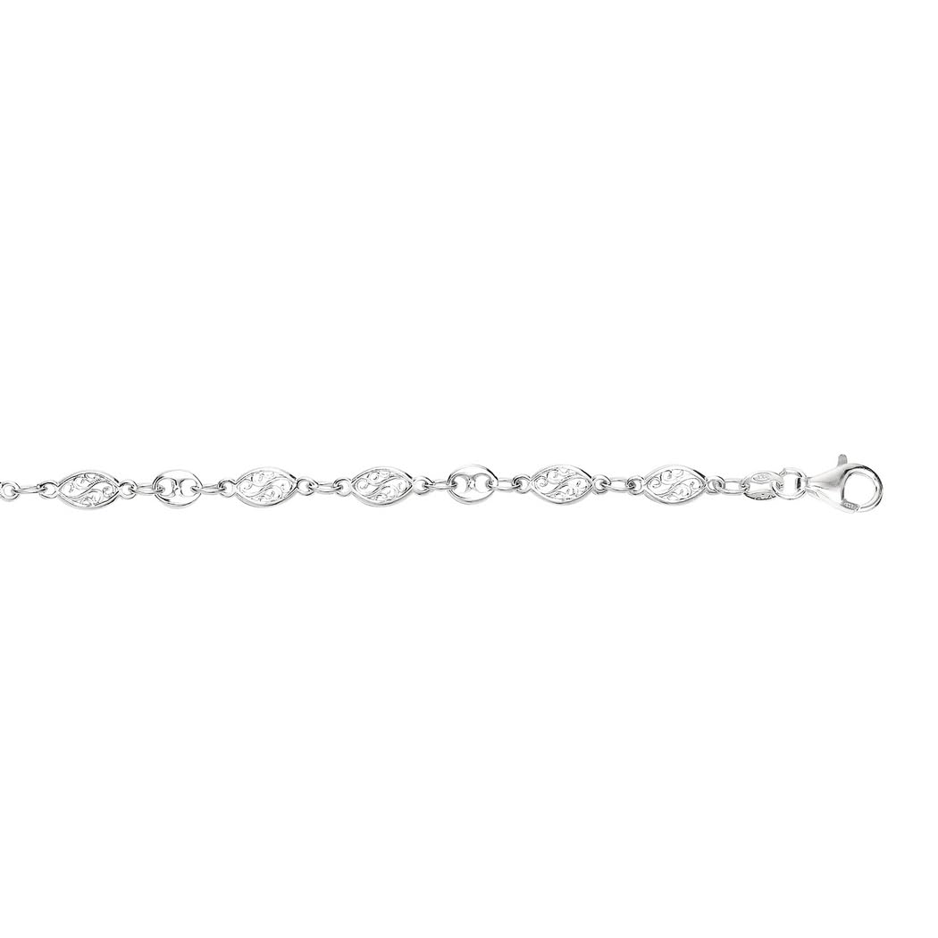 Sterling Silver Rhodium Plated Anklet - Adjustable 9