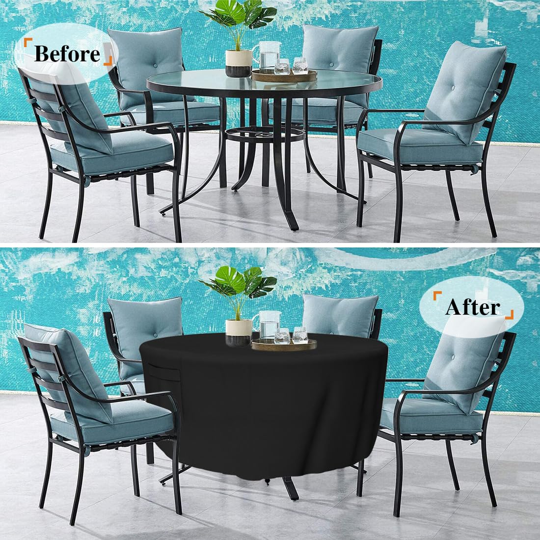 Durable Waterproof Round Patio Furniture Cover - 72