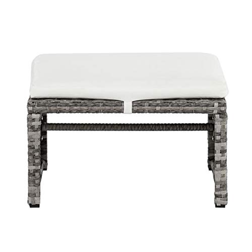 5-Piece Outdoor Rattan Wicker Patio Furniture Set - 2 Chairs, 2 Footstools & Coffee Table in Gray Gradient - Perfect for Backyard, Garden or Poolside Conversation Area