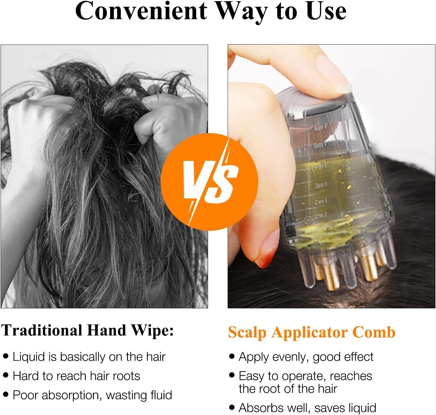 WEZOSHINET Hair Oil Applicator Bottle - Scalp Massage Comb & Essential Oil Dispenser for Hair Growth & Nourishment - Perfect for DIY Hair Treatments, Ayurvedic Oils & At-Home Spa Care (1pc)