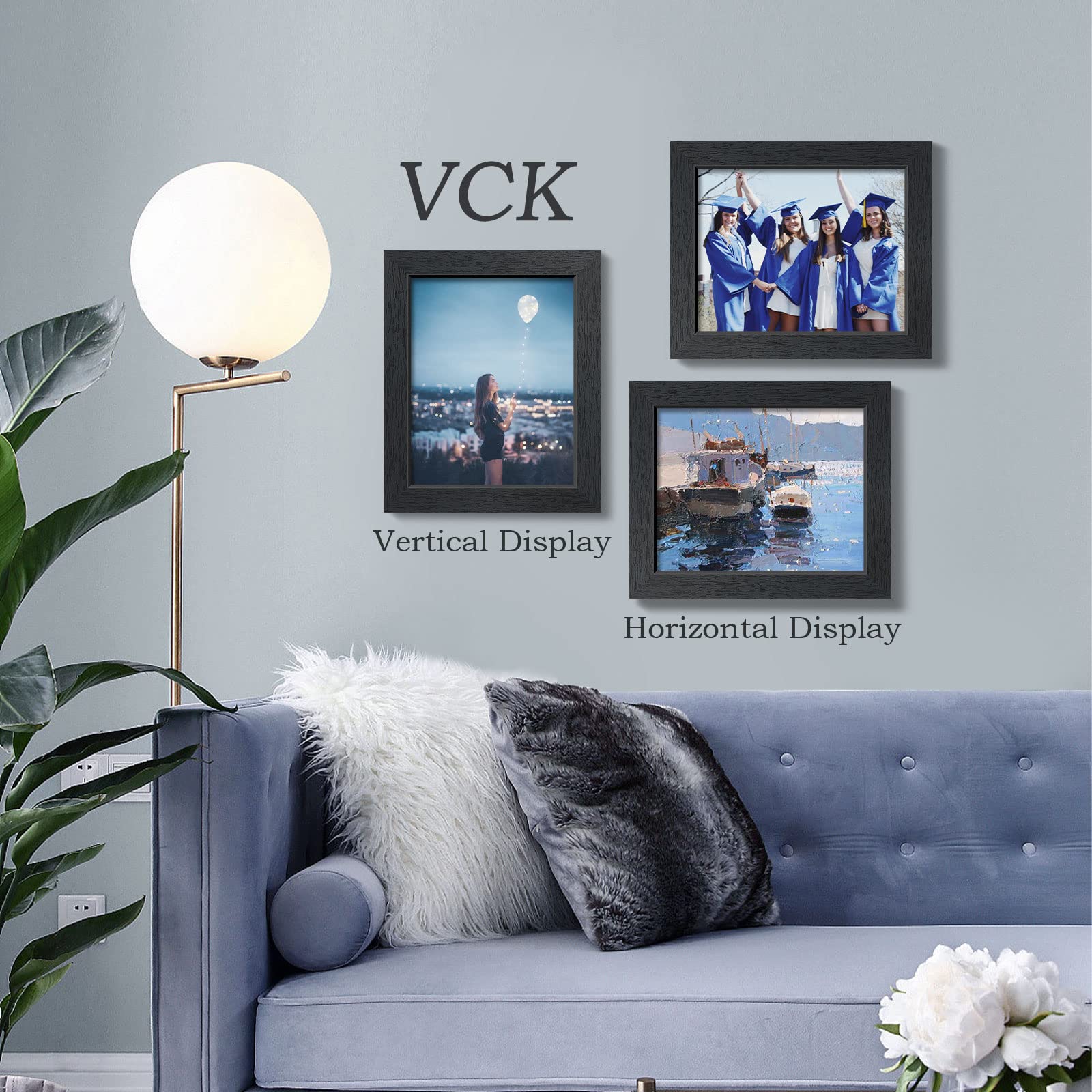 VCK 8x10 Inch Solid Wood Picture Frame Set of 5 - Premium Black Textured Photo Frames for Wall Display - Perfect for Home Decor, Office, Gallery & Gift Giving