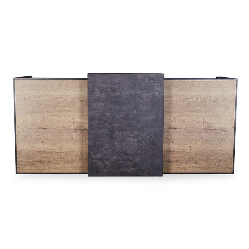 DEWITT 2.4M Reception Desk in Tobacco & Dark Concrete Finish - Modern Office Furniture for Corporate Lobby, Hotel Front Desk & Business Reception Areas
