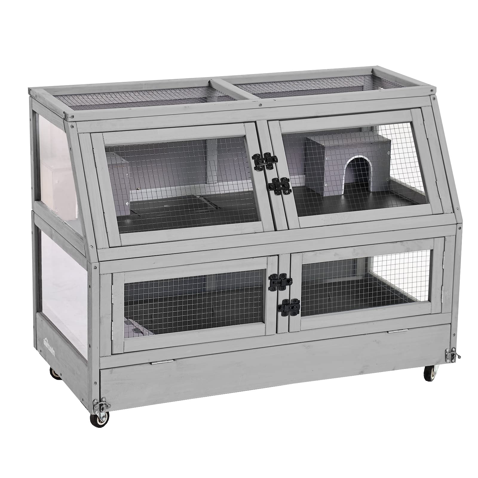 Aivituvin Chew Proof Guinea Pig Cage - 2 Level Metal Frame Small Animal Habitat for Hamsters, Rats & Critters | Durable, Movable & Double Use | Perfect for Indoor Pet Housing & Play Areas