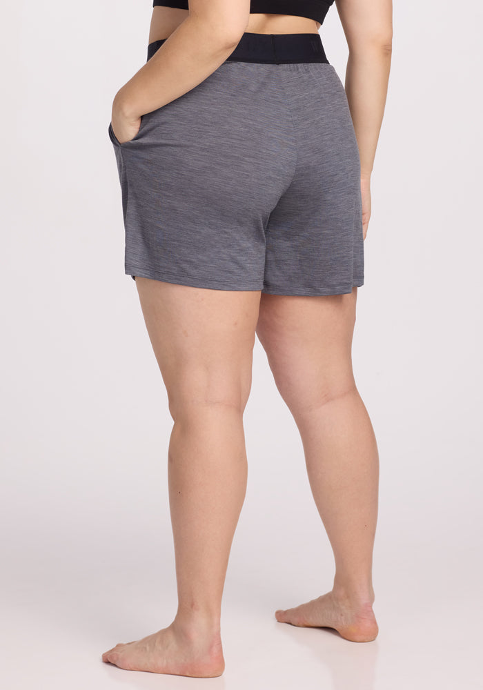Poppy Lounge Shorts for Women - Soft & Comfortable Graphite Heather Cotton Shorts - Perfect for Yoga, Lounging & Sleepwear