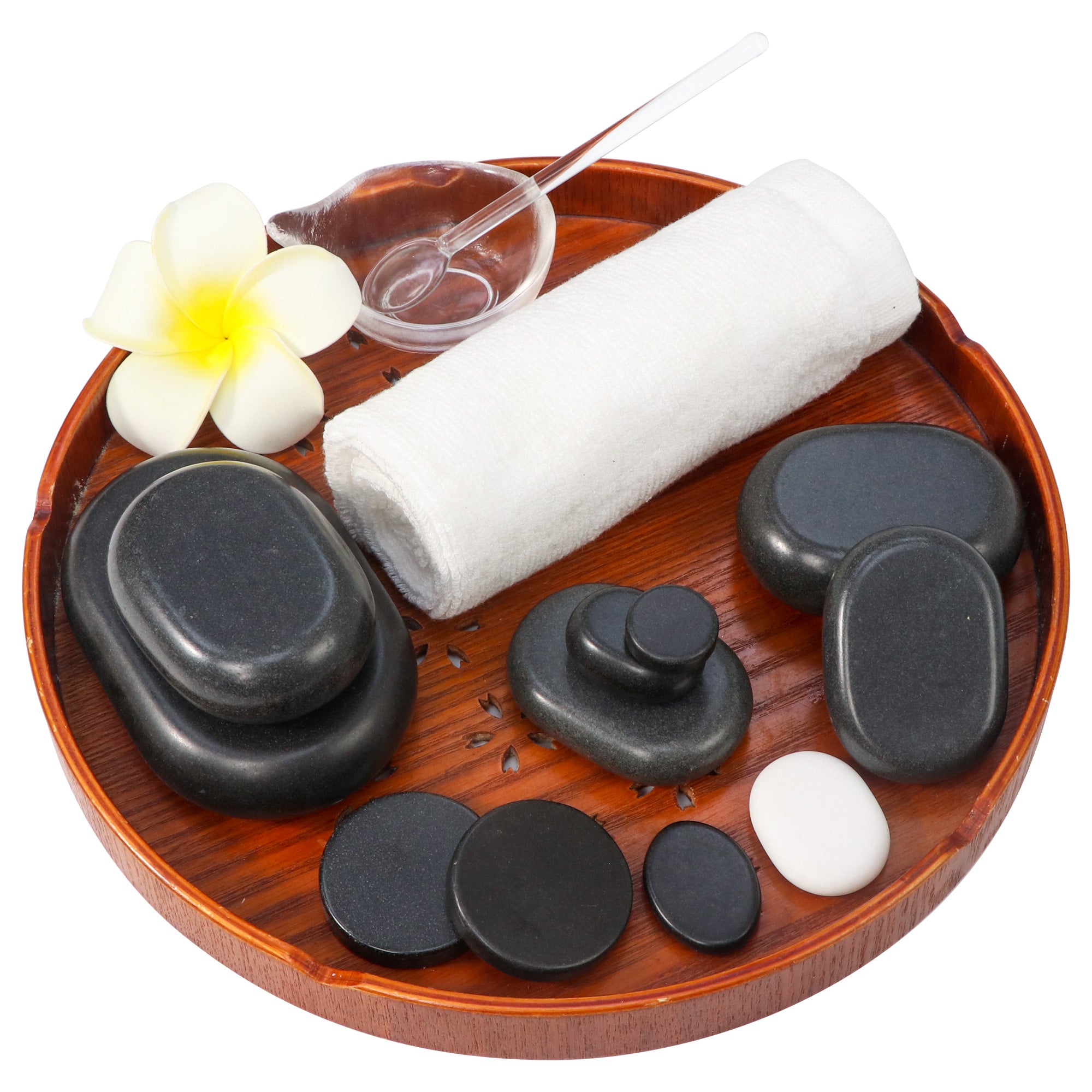 Premium 50-Piece Hot & Cold Stone Massage Kit - Natural Black Lava Basalt & White Marble Stones for Relaxing Full Body Therapy | Spa Quality, Professional & Home Use (Gift Idea for Massage Therapists)
