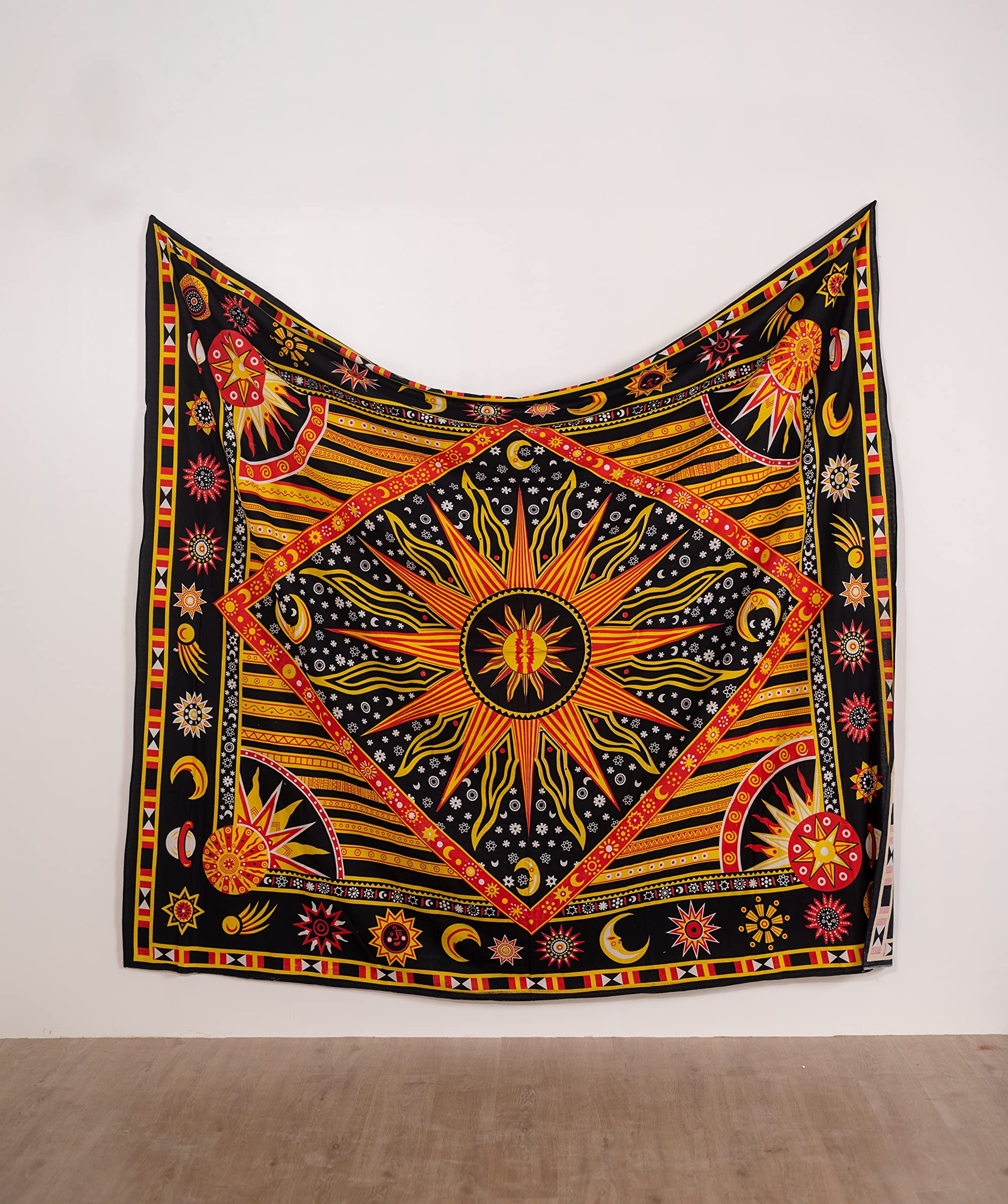 Celestial Tie Dye Tapestry - Moon Star Boho Wall Hanging for Bedroom & Dorm Decor