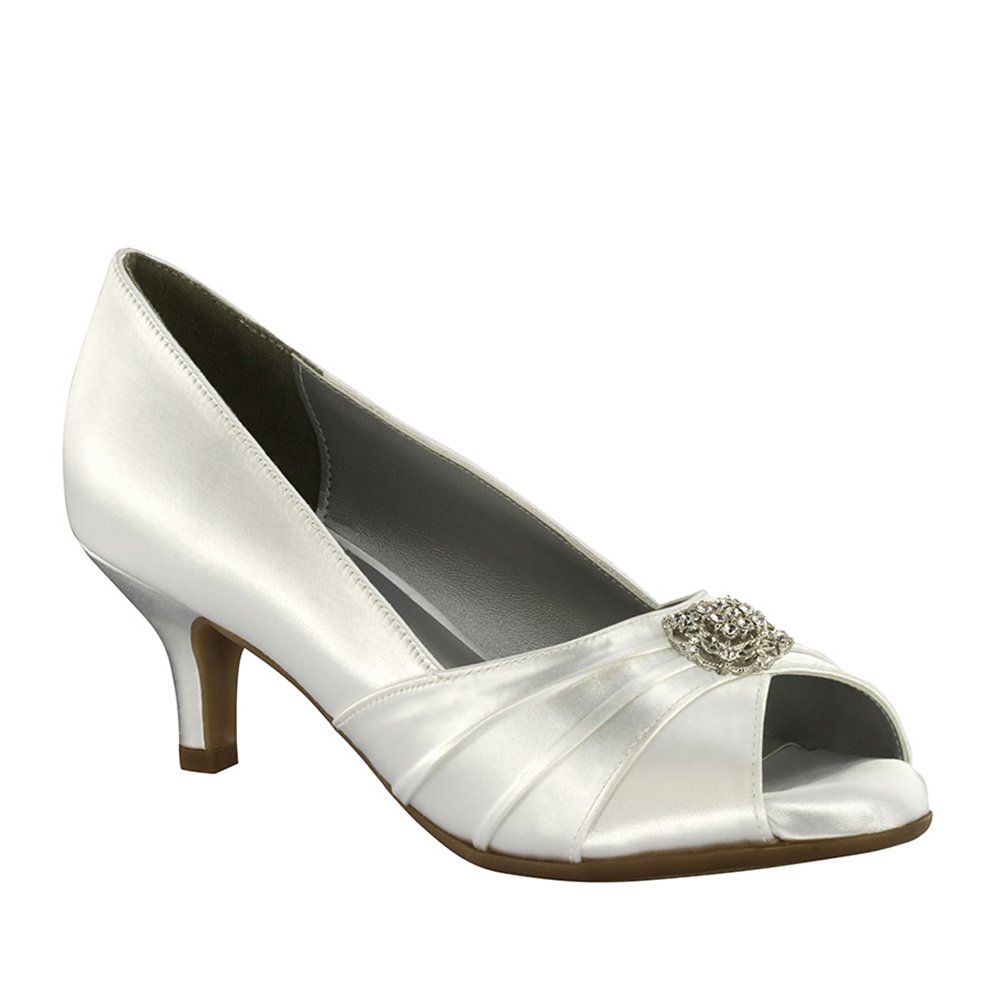 Kristin Women's Dress Pump Shoes - White, Size 7.5WW, Comfortable Heels for Office, Wedding & Formal Events