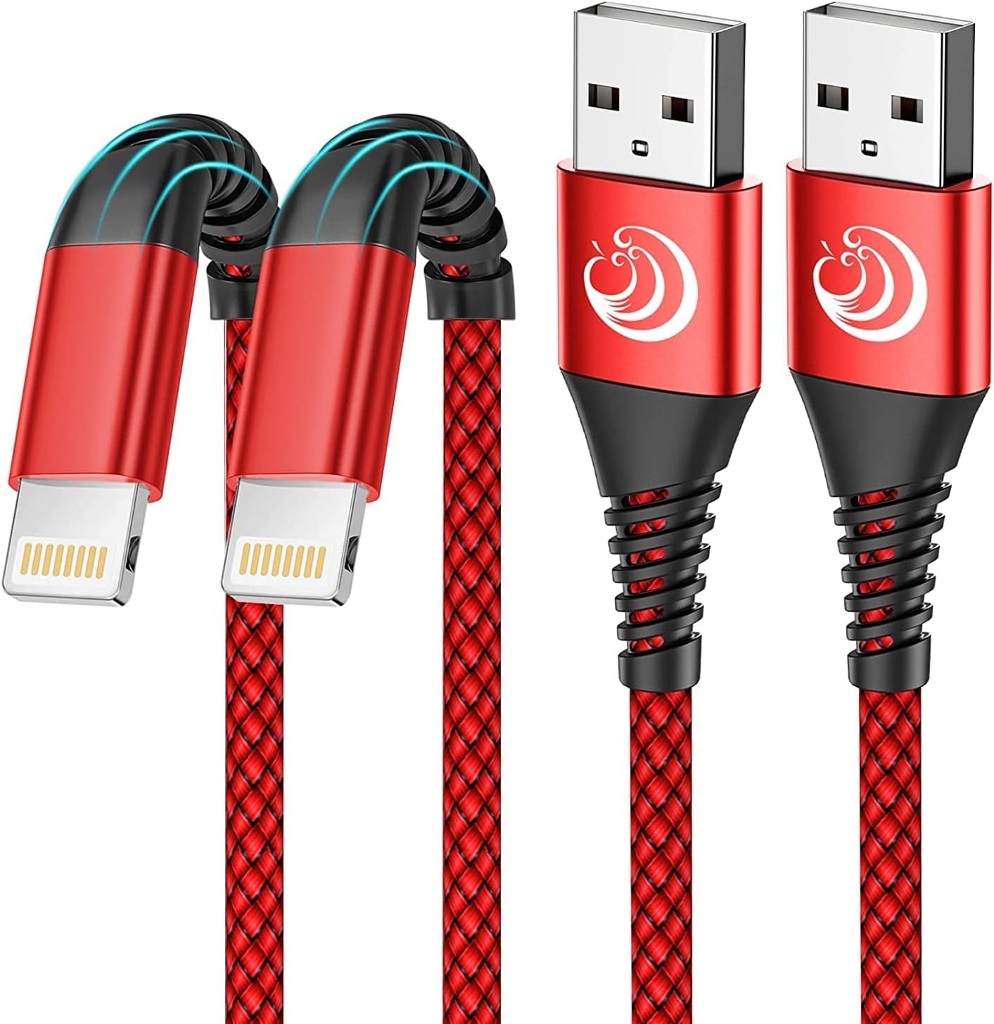 Aioneus 2-Pack 6ft MFi Certified Lightning Cable - Fast Charging, Durable Nylon Braided iPhone Charger for iPhone 13/12/11/XS/XR/8/7 & iPad - Perfect for Home, Office, and Travel Charging Needs