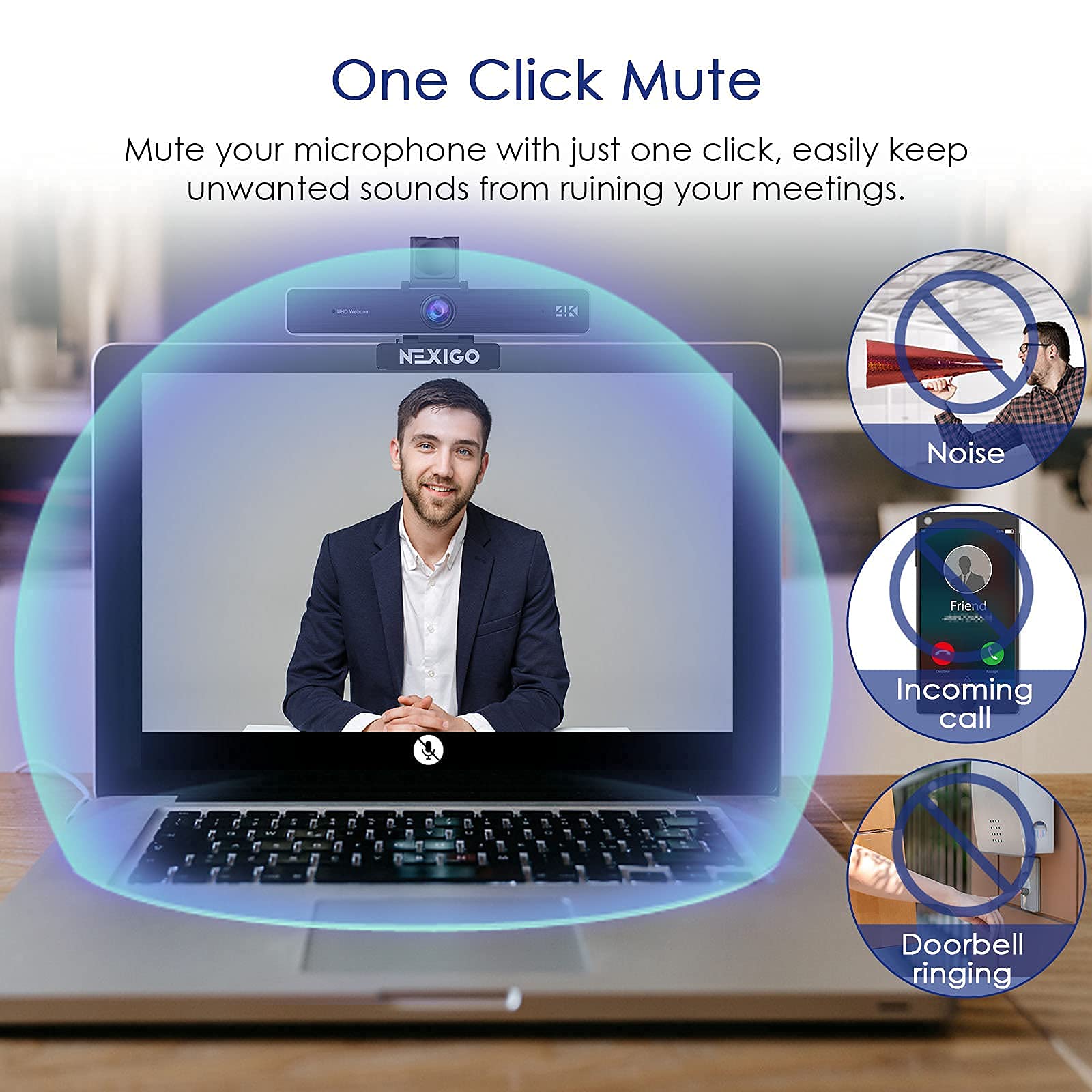 NexiGo N950P 4K UHD Webcam with Remote, Sony Starvis Sensor, 5X Digital Zoom & Adjustable Tripod - Perfect for Zoom, Skype, Teams Video Calls, Live Streaming, Online Teaching & Remote Work