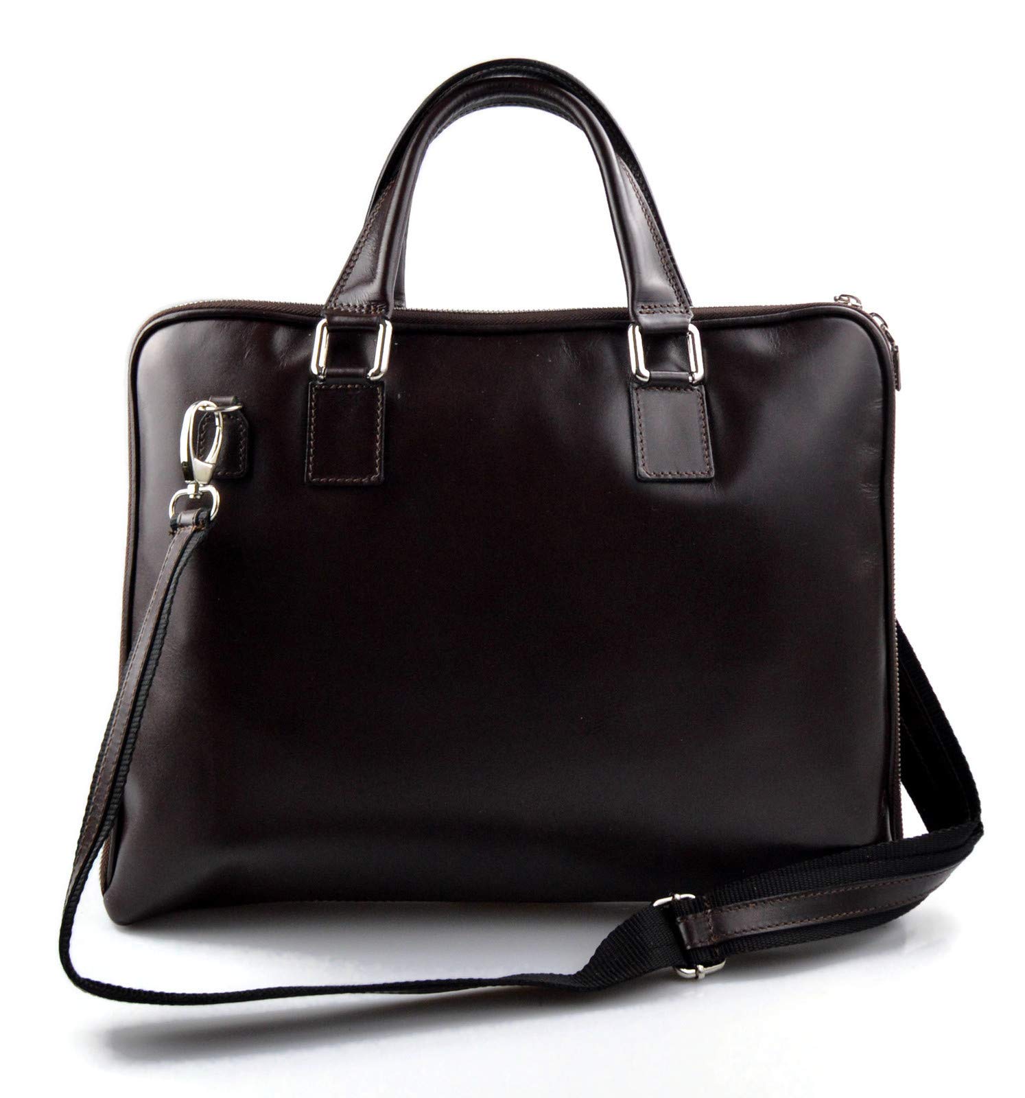 Genuine Leather Shoulder Bag for Women - Italian Made Dark Brown Messenger Purse with Adjustable Strap - Perfect for Office, Travel & Casual Use