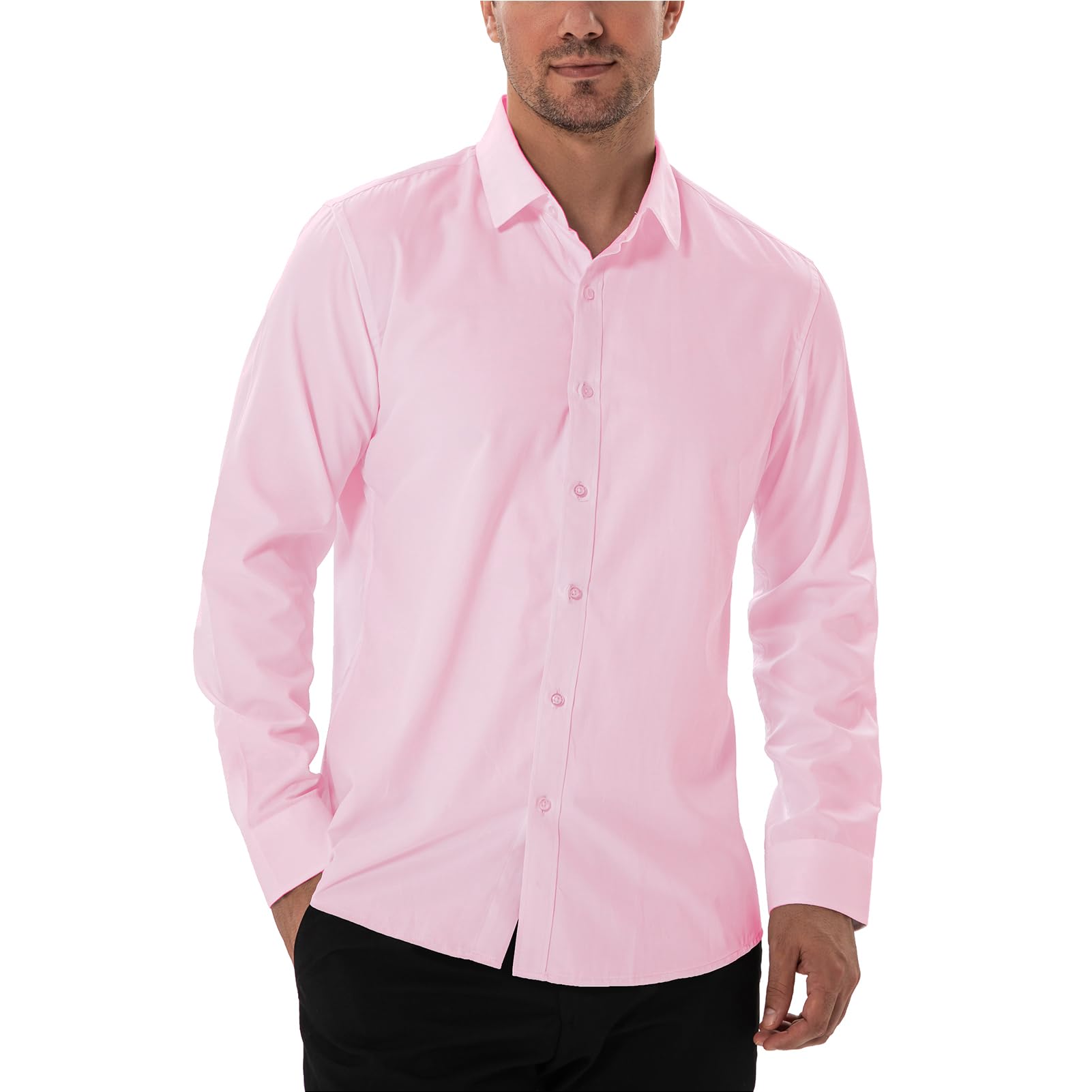 Premium Men's Slim Fit Dress Shirts - Wrinkle-Free, Stain Resistant & Stretch Comfort for Business Formal Wear | Perfect for Office, Interviews & Special Occasions