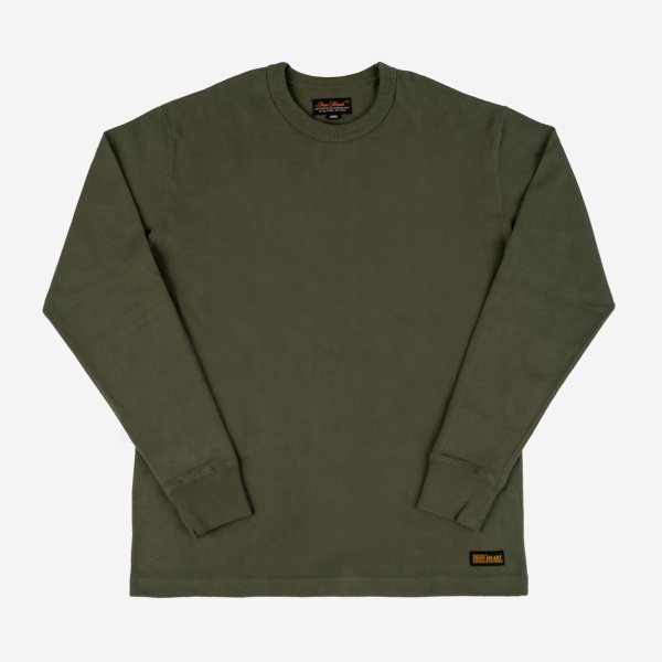 Iron Heart IHTL 1501 11oz Heavyweight Cotton Knit Long Sleeve Crewneck Sweater - Olive Green Men's Pullover | Casual Wear, Fall Winter Fashion, Streetwear Outfit