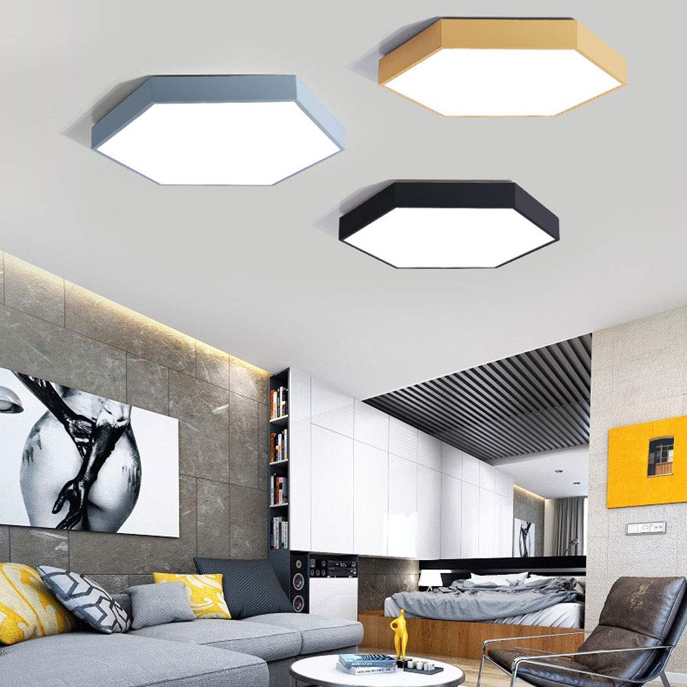 Modern Hexagon Acrylic Flush Mount LED Ceiling Light - 3 Color Temperature Adjustable, Dimmable Macaron Style Lighting Fixture for Bedroom, Living Room, Kids Room & Nursery - Perfect for Ambient, Task and Accent Lighting