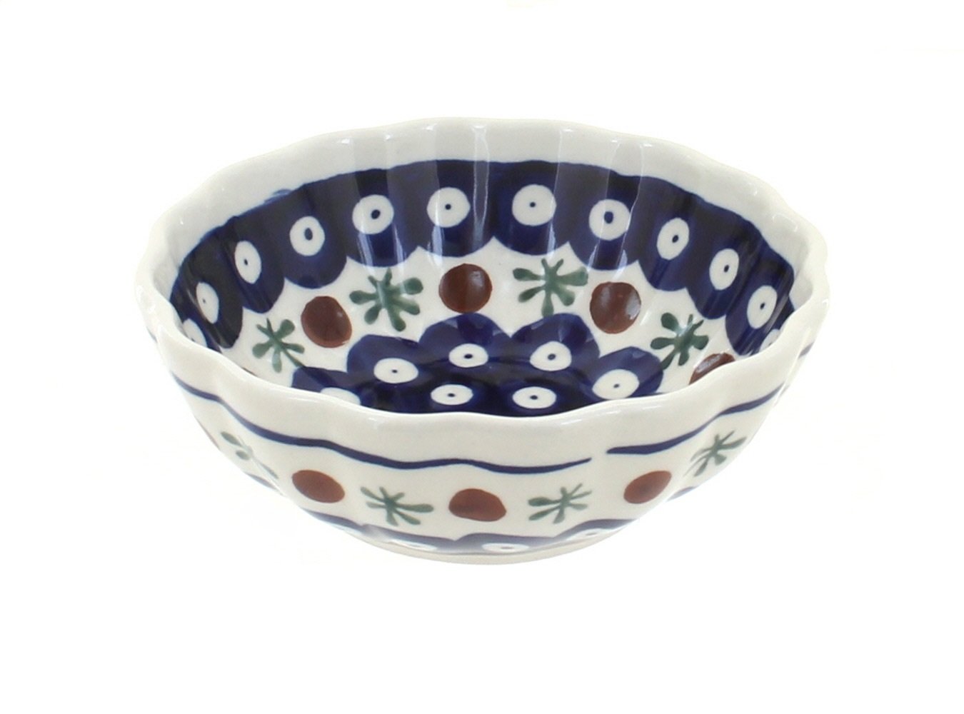 Handmade Blue Rose Polish Pottery Small Scallop Dish - Nature-Inspired Ceramic Appetizer Plate for Cheese, Desserts & Home Decor