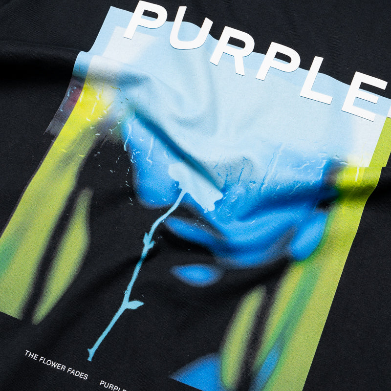 Purple Brand Flower Print T-Shirt for Men - Black Casual Tee for Streetwear & Everyday Outfits