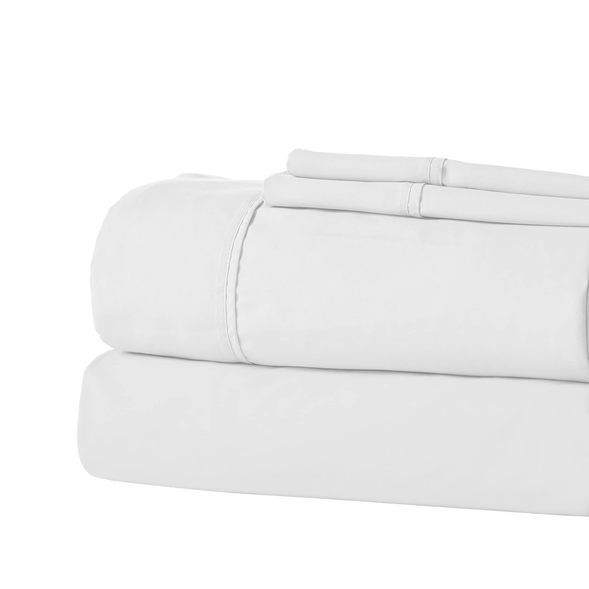 Modern Threads Soft Microfiber Solid Sheets - Luxurious Microfiber Bed Sheets Set (White, King Size) - Includes Flat Sheet, Deep Pocket Fitted Sheet & Pillowcases - Perfect for Home, Hotel, and Dorm Room Comfort