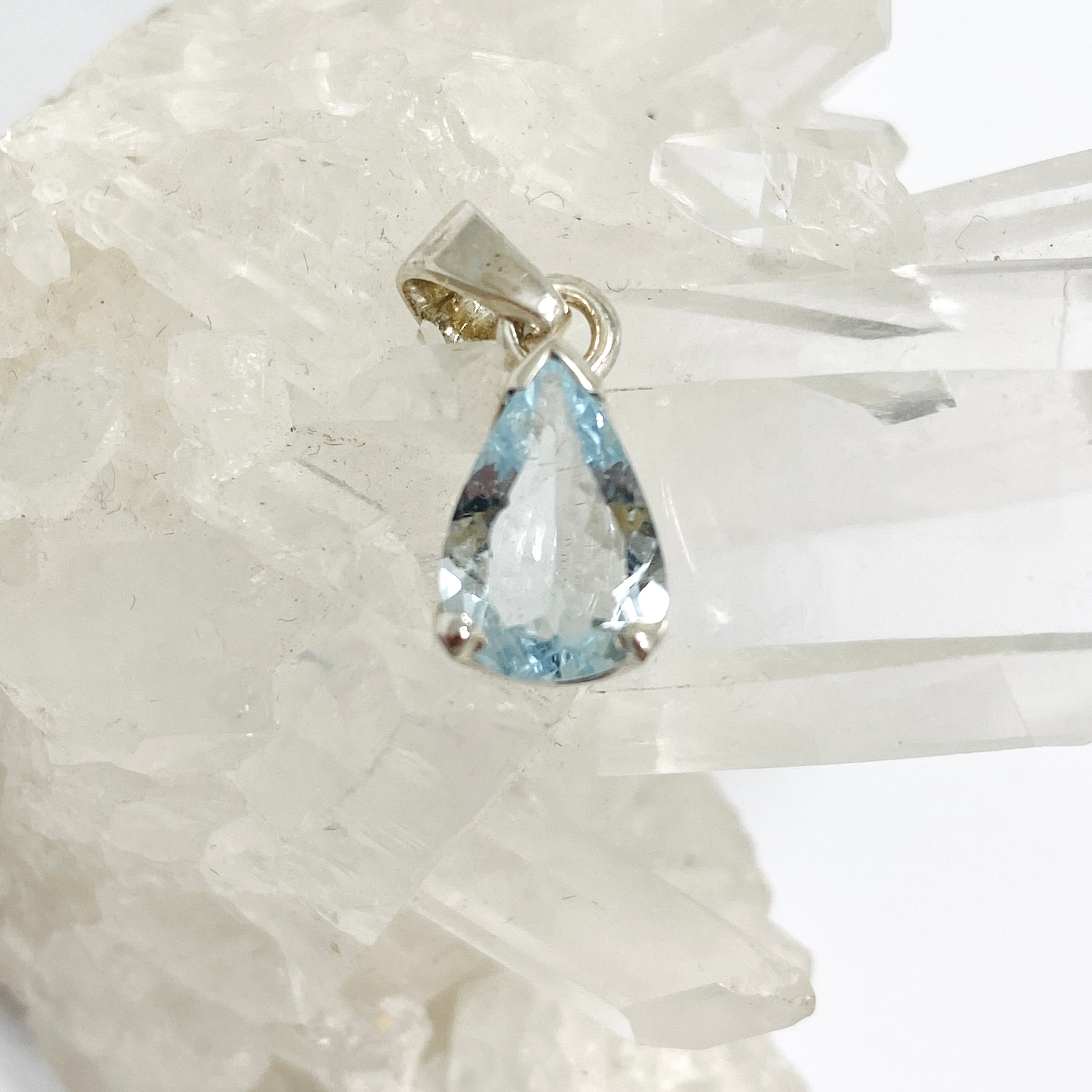 Elegant Aquamarine Teardrop Faceted Pendant Necklace - PPGJ967 | Perfect for Weddings, Anniversaries & Special Occasions
