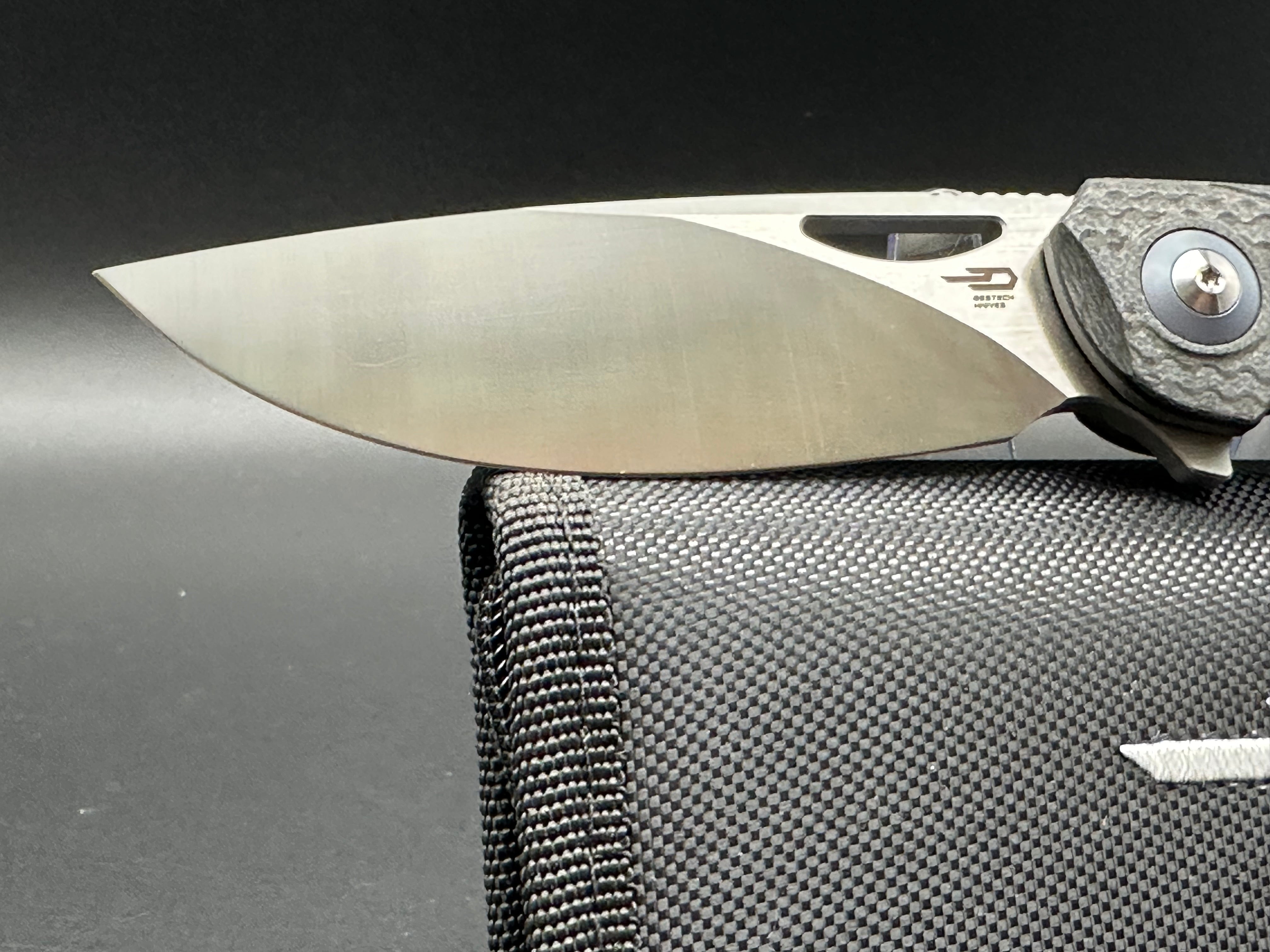 Bestech Falko Liner Lock Folding Knife - Black G10/CF Handle, 3.8