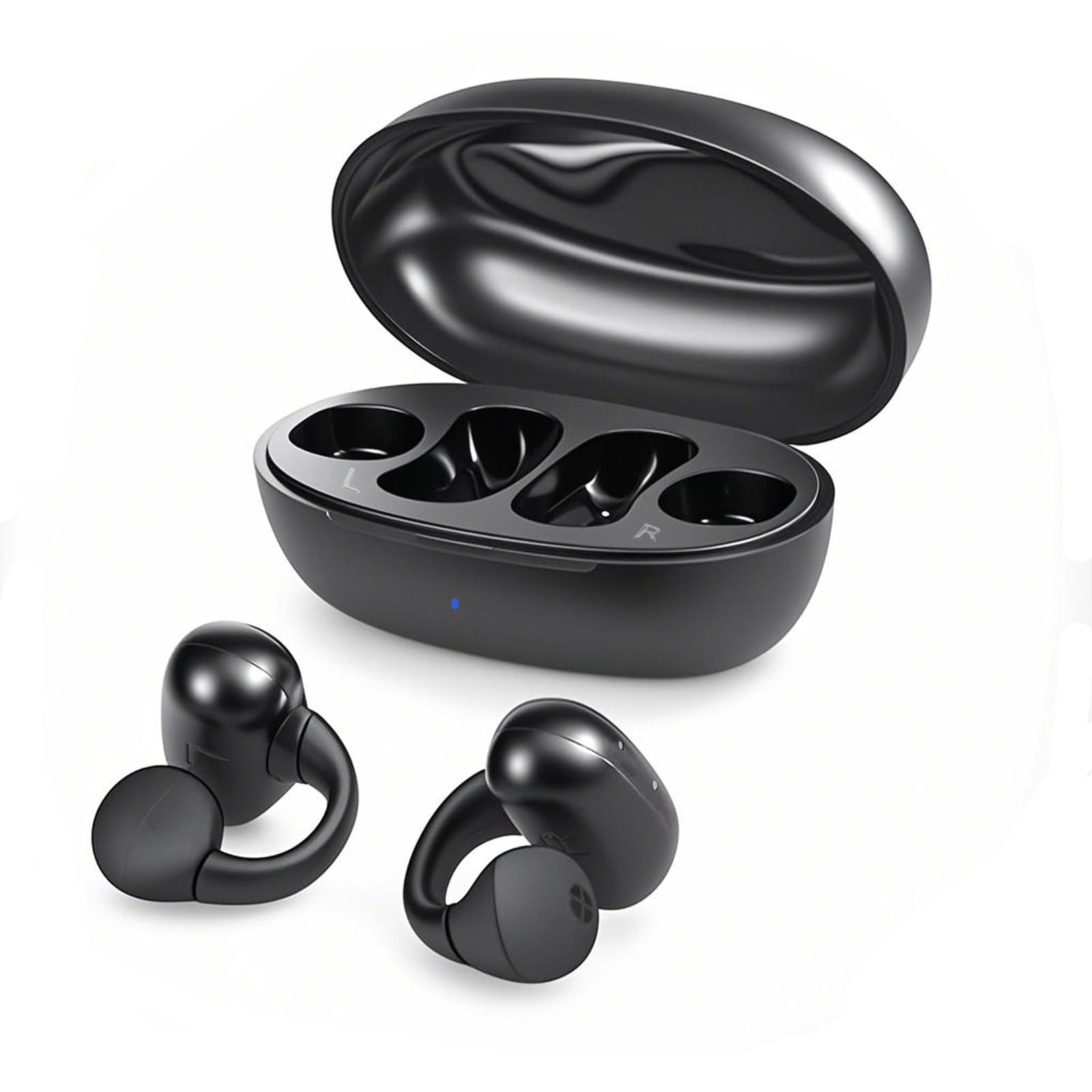 Open Ear Bluetooth 5.3 Wireless Earbuds - Clip-On Sports Headphones with 40H Playtime, Touch Control & IPX5 Waterproof - Air Conduction Earphones for Running, Workouts, Cycling & Outdoor Activities