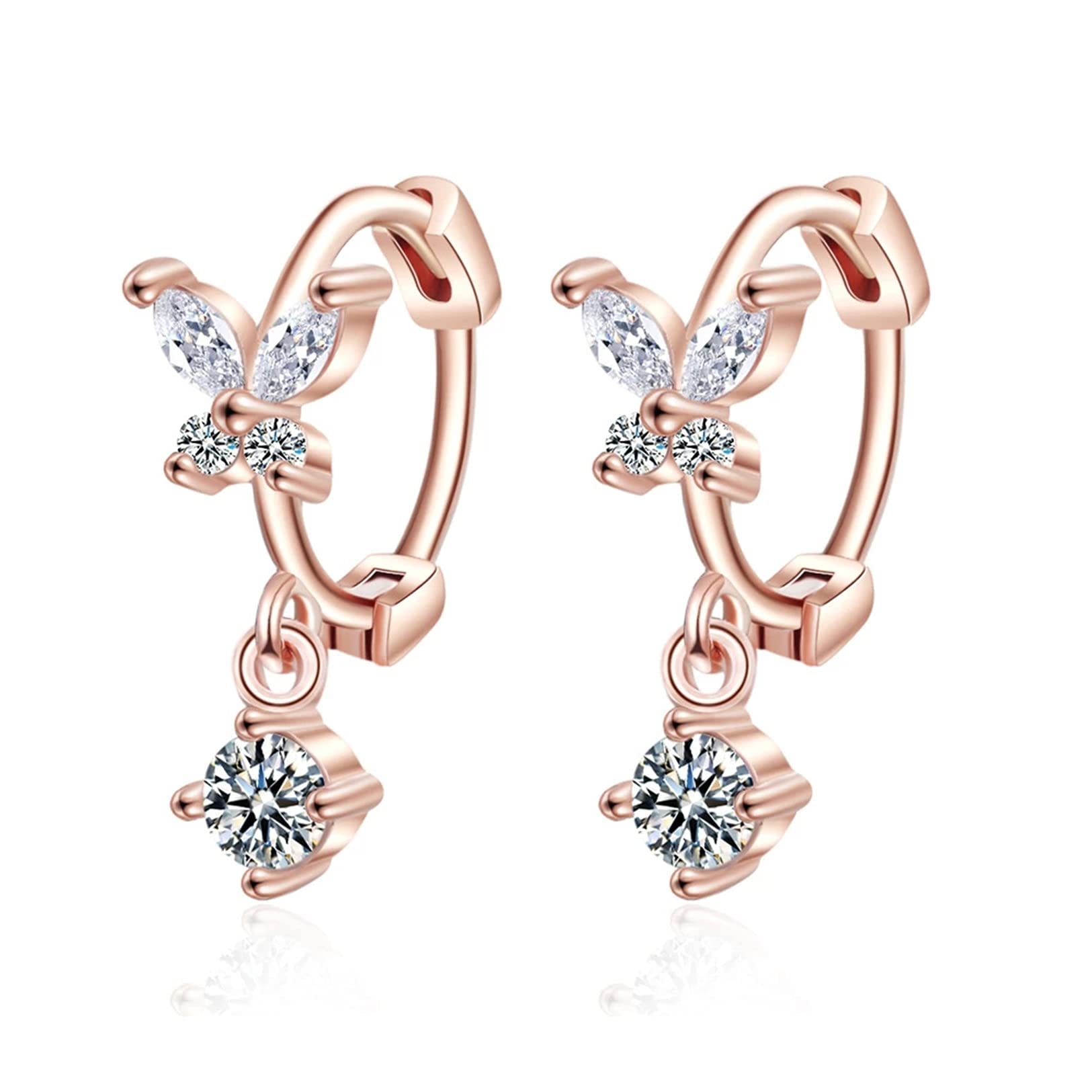 Trendy Butterfly Bowknot Stud Earrings for Women - Rose Gold Short Earrings Jewelry for Girls & Women | Perfect for Parties, Dating & Dress Up