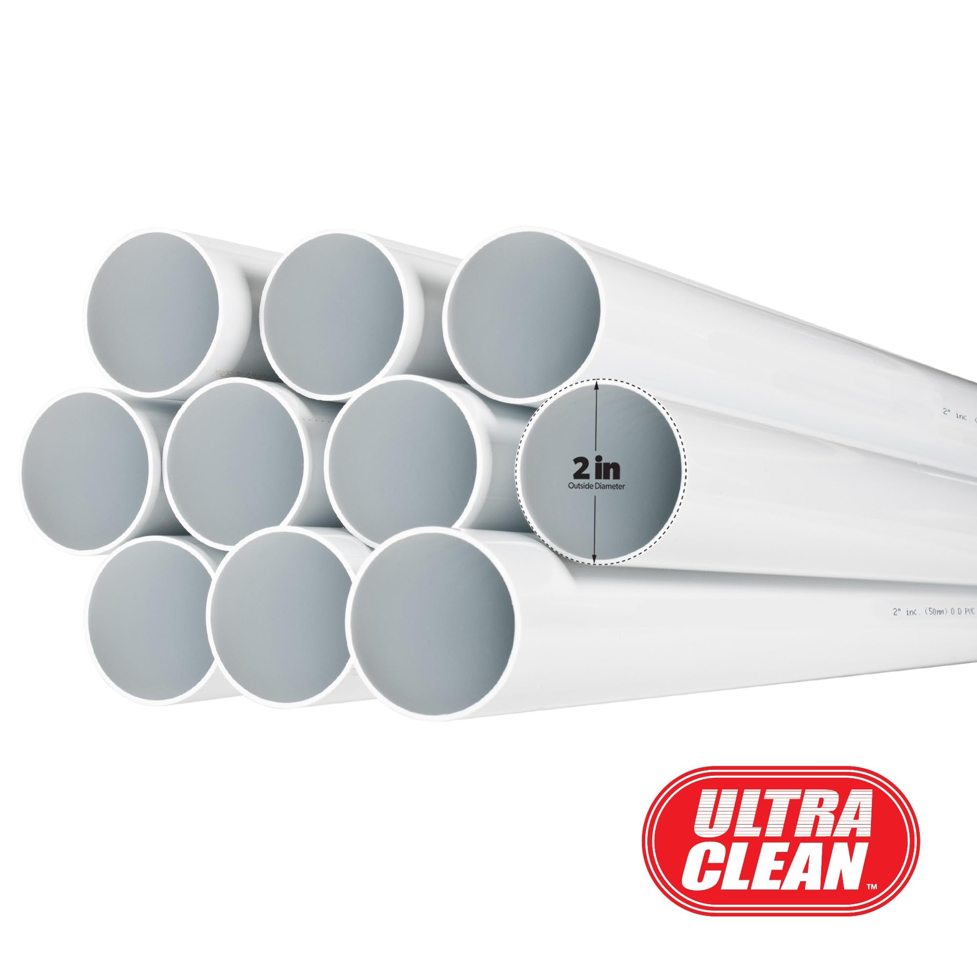 Ultra Clean 2” PVC Central Vacuum Pipe - Compatible with Nutone, Beam, Eureka, Allegro, Vacuflo & More (64 ft) | Durable & Flexible for Home & Commercial Vacuum Systems
